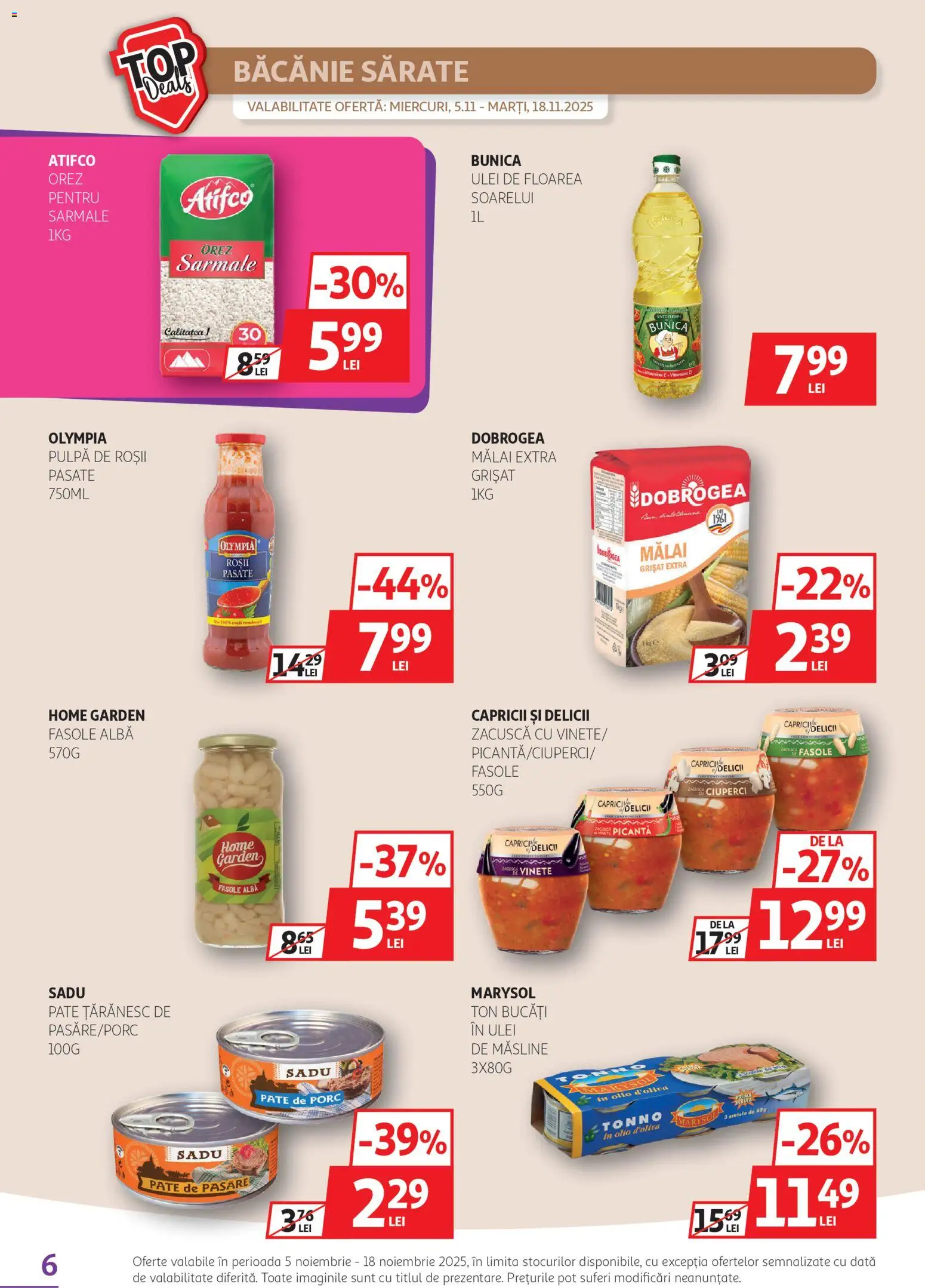 Noul catalog Auchan – valabil de la 05.11.2025 | Pagină: 6 | Produse: Pate, Măsline, Ulei, Fasole albă