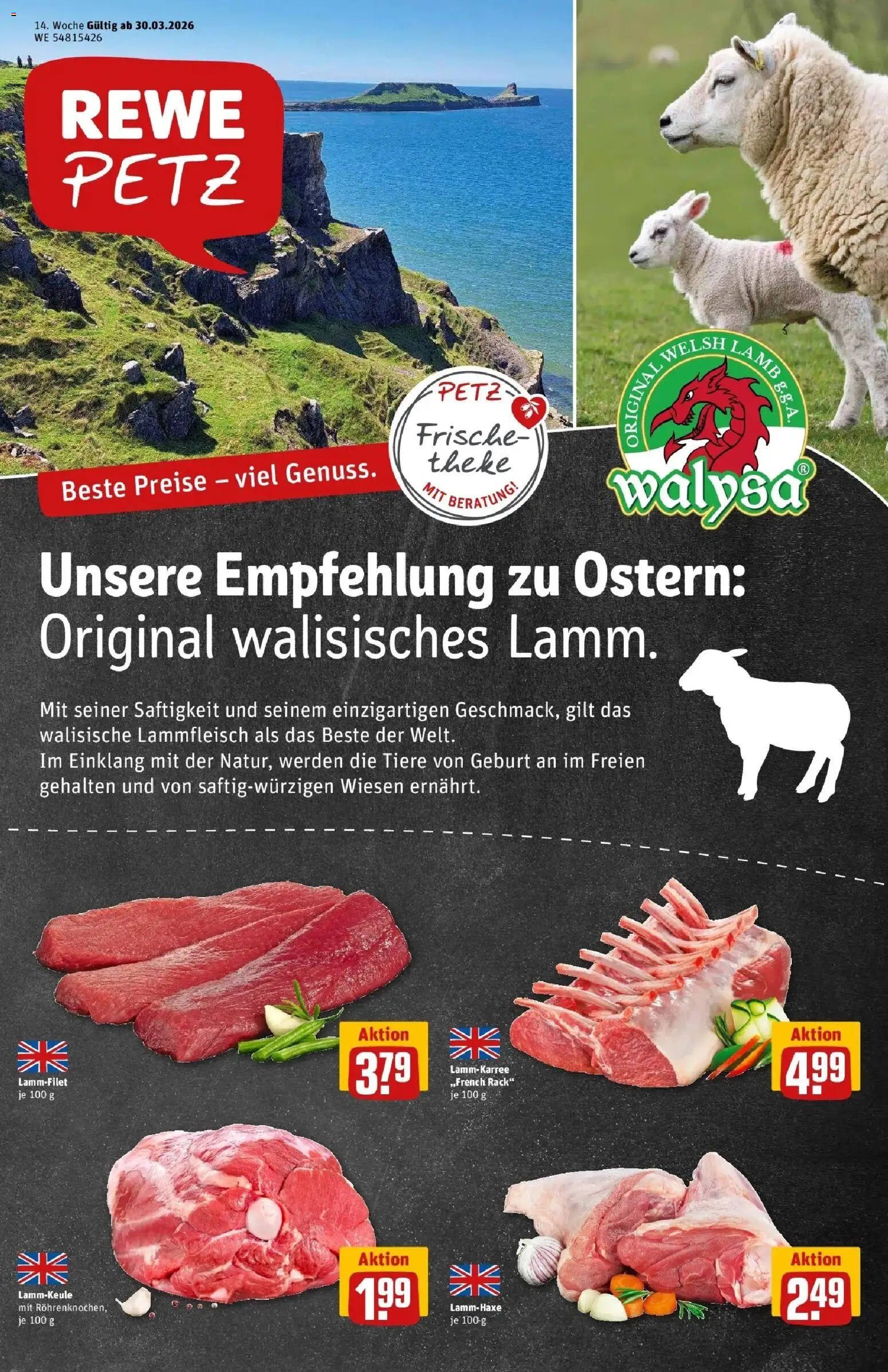 Rewe Prospekt Neunkirchen	 – gültig ab 30.03.2026 | Seite: 1 | Produkte: Lammkeule