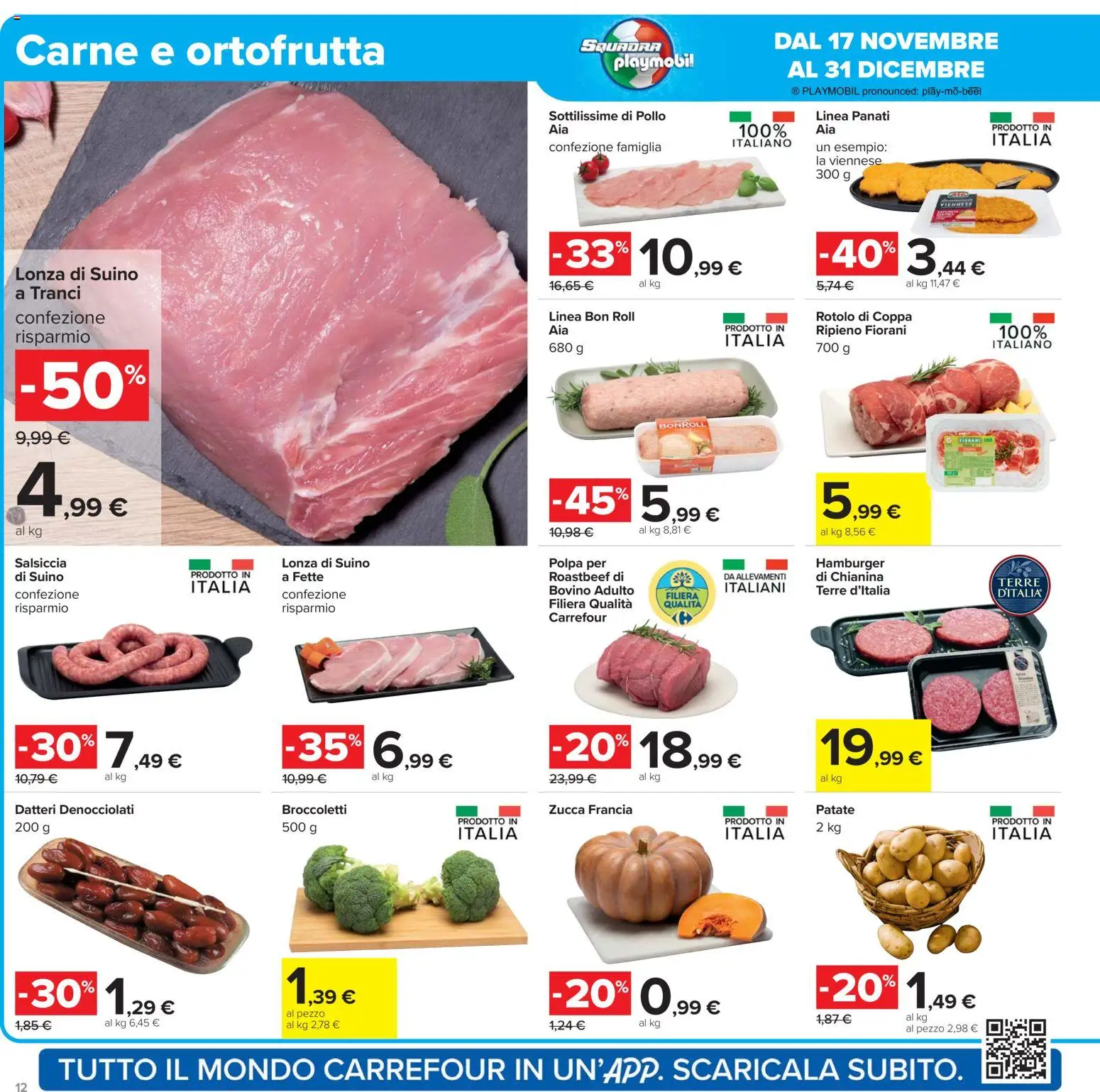 Volantino Carrefour del 17.11.2025 | Pagina: 12 | Prodotti: Bovino, Patate, Salsiccia, Hamburger
