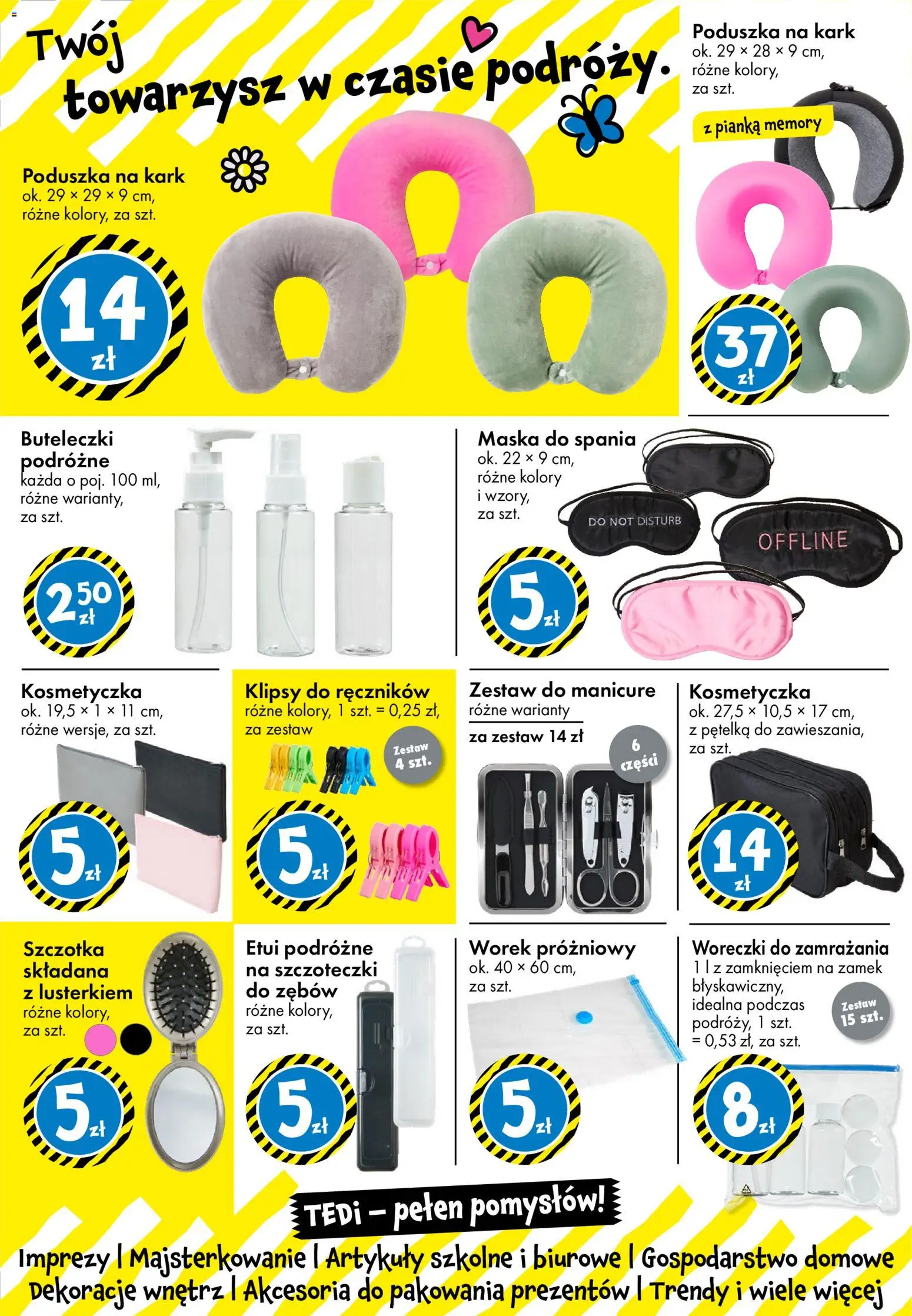 TEDi gazetka od 06.03.2026 | Strona: 39 | Produkty: Poduszka, Szczotka, Maska, Artykuły szkolne