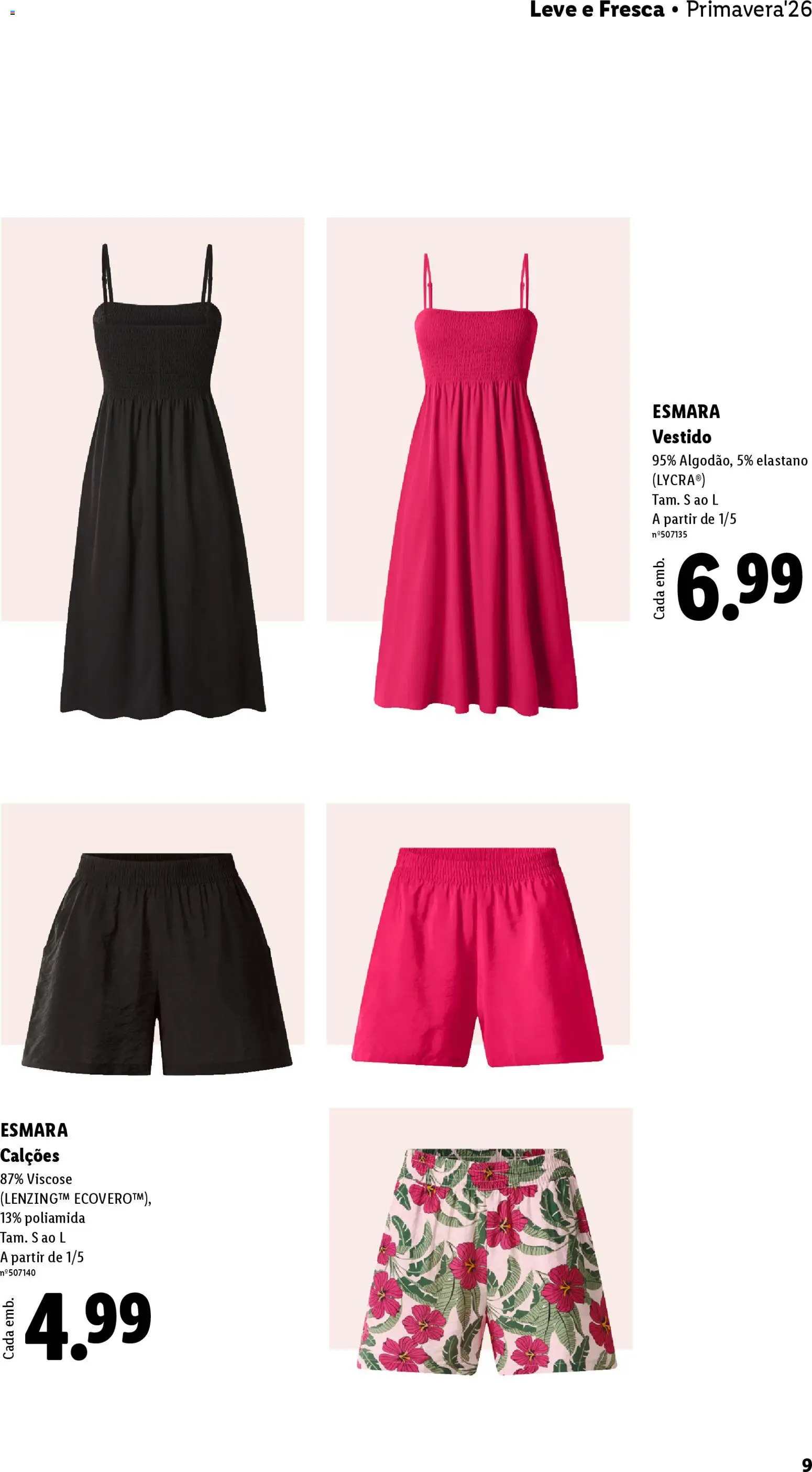 Lidl folheto Esmara │ válido de 20.04.2026 | Página: 9 | Produtos: Vestido, Calções