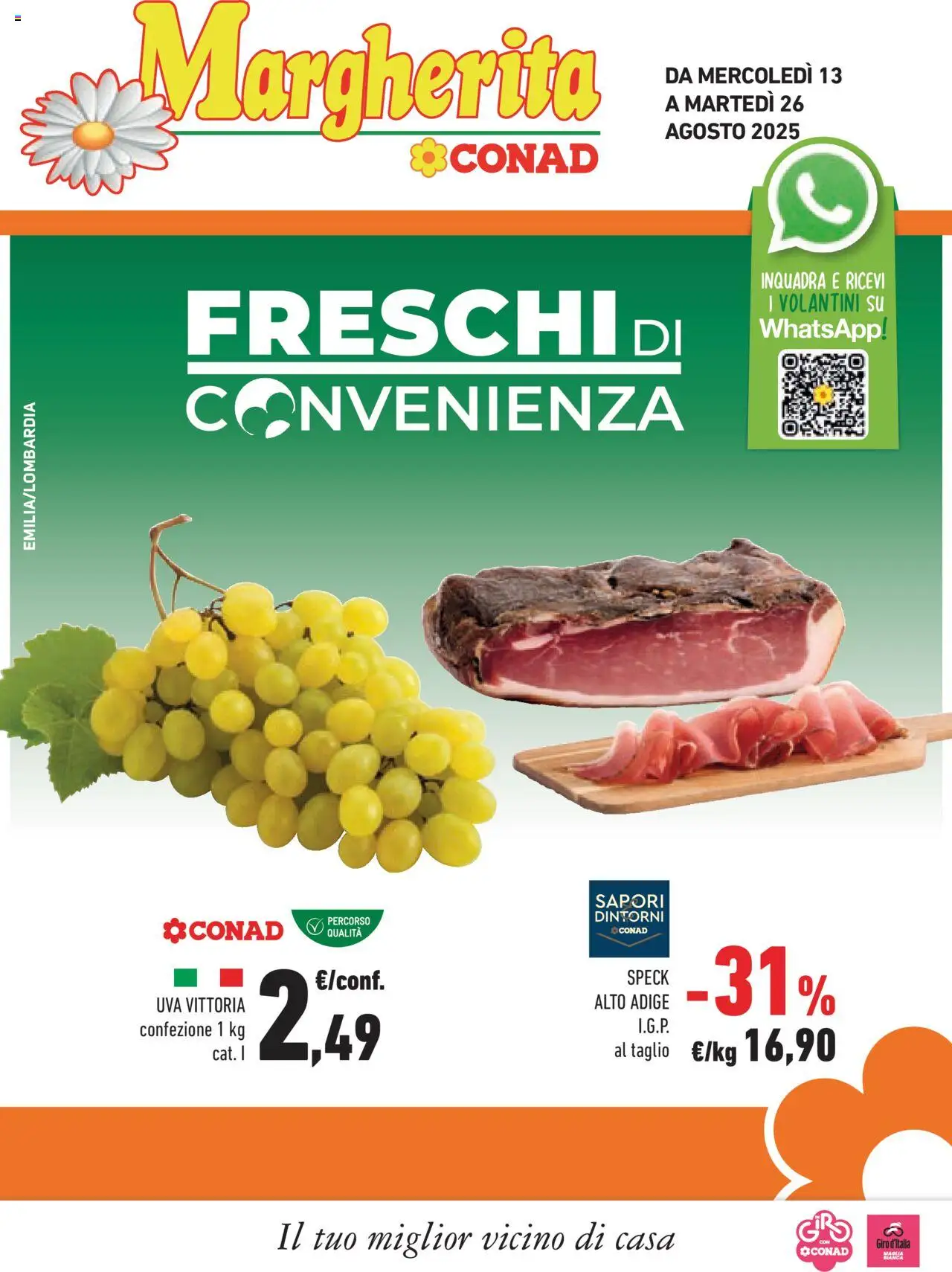 Volantino Conad del 13.08.2025 | Pagina: 1 | Prodotti: Speck, Uva