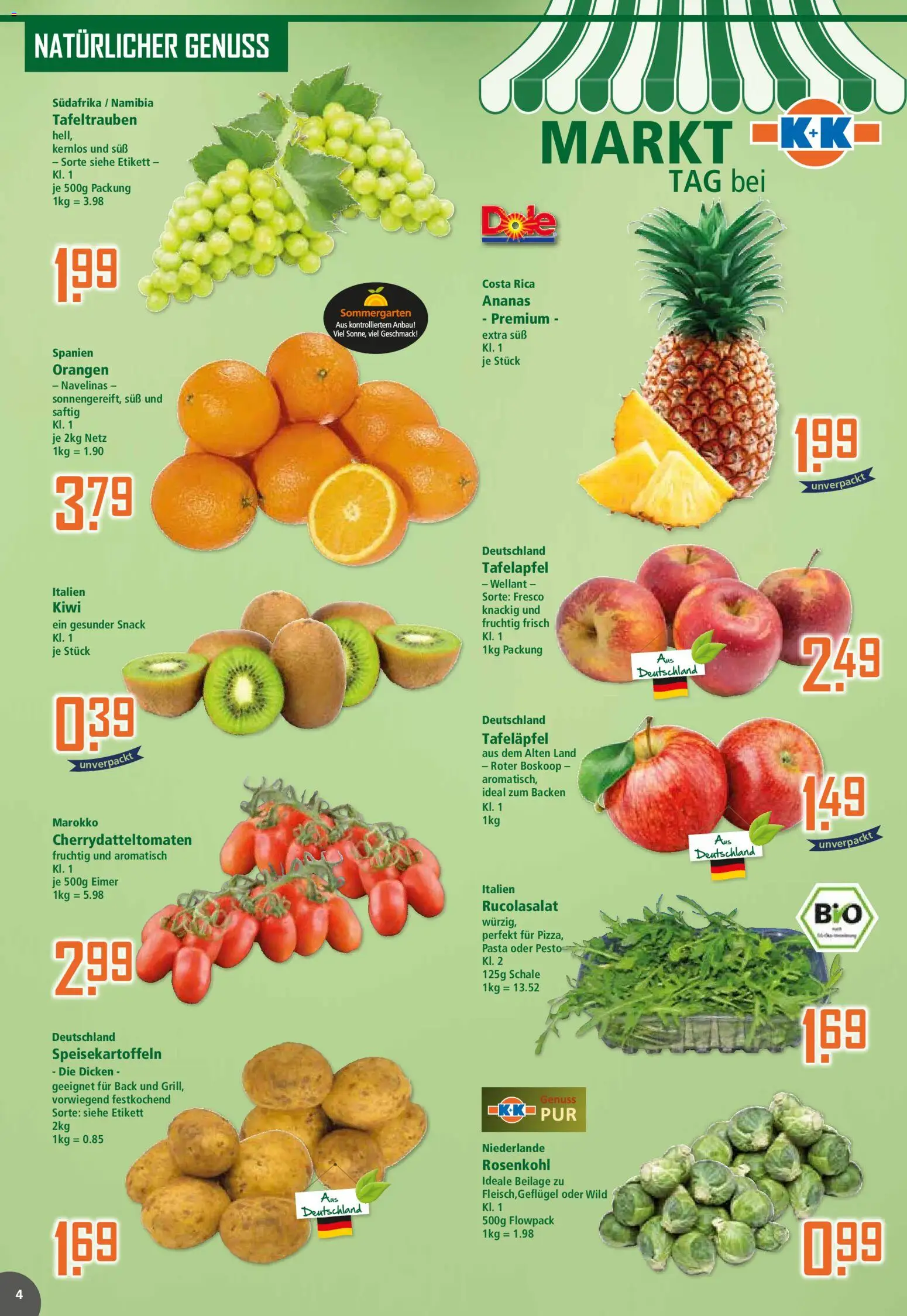 Klaas & Kock Prospekt 	 – gültig ab 02.02.2026 | Seite: 4 | Produkte: Orangen, Ananas, Pasta, Kiwi