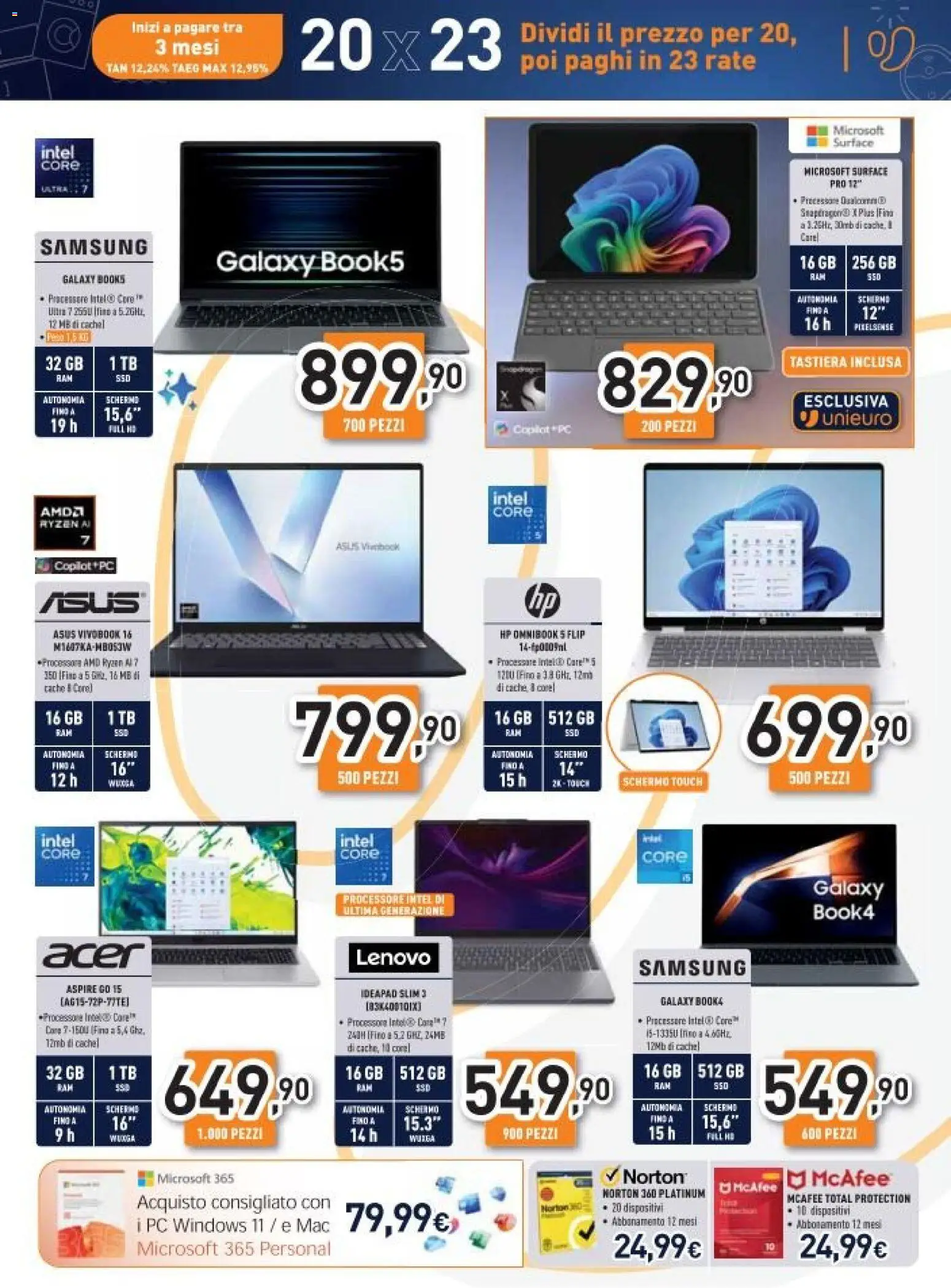 Volantino Unieuro del 26.11.2025 | Pagina: 17 | Prodotti: Schermo, PC, Tastiera, Samsung