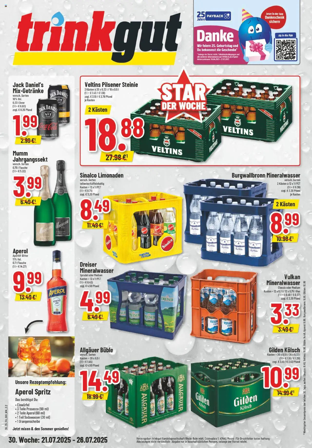 Trinkgut Prospekt - gültig ab dem 21.07.2025 | Seite: 1 | Produkte: Sinalco, Coca cola, Cola, Prosecco