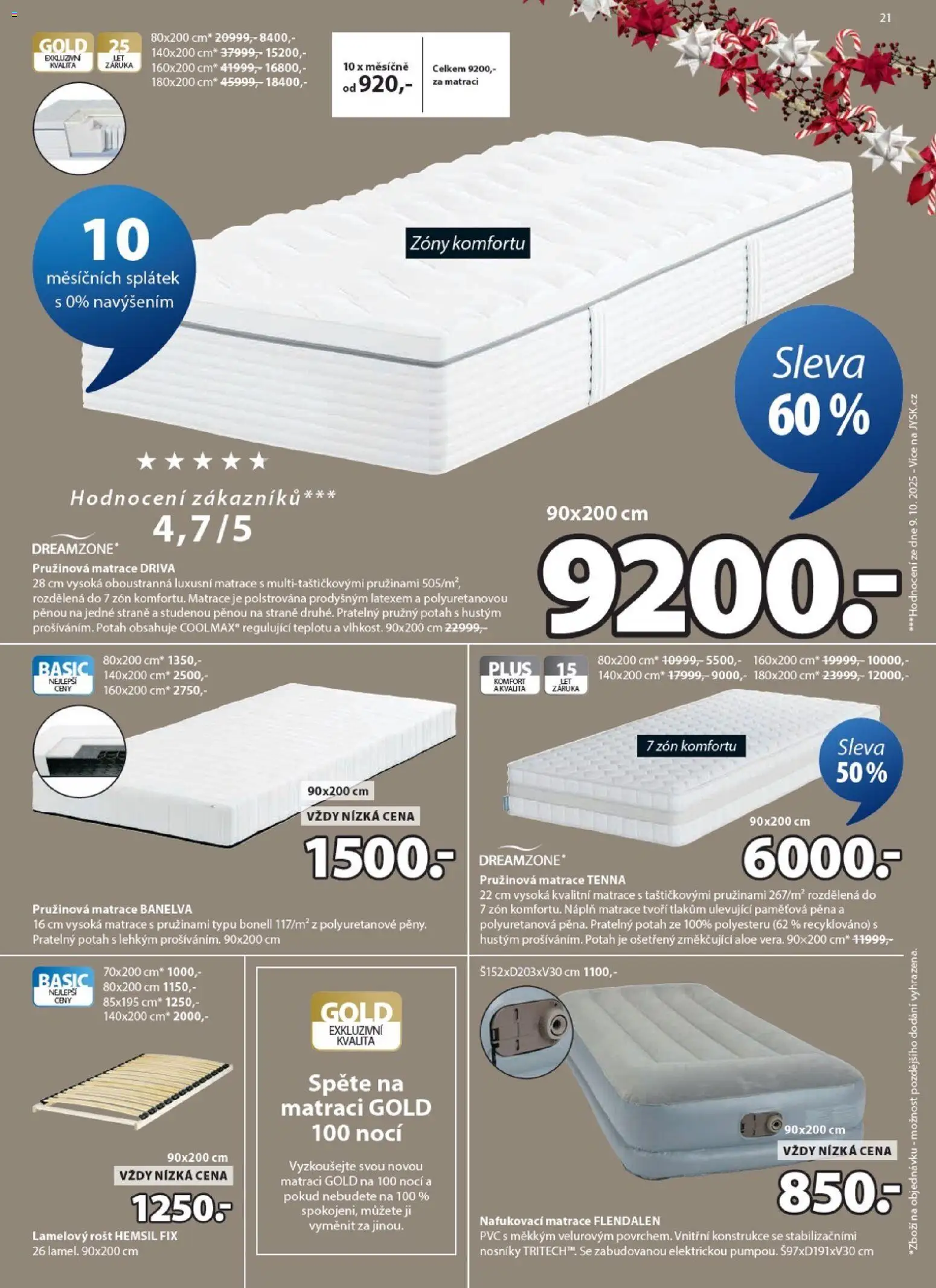 JYSK leták - Sleva od 11.12.2025 | Strana: 21 | Produkty: Nafukovací matrace, Matrace, Rošt