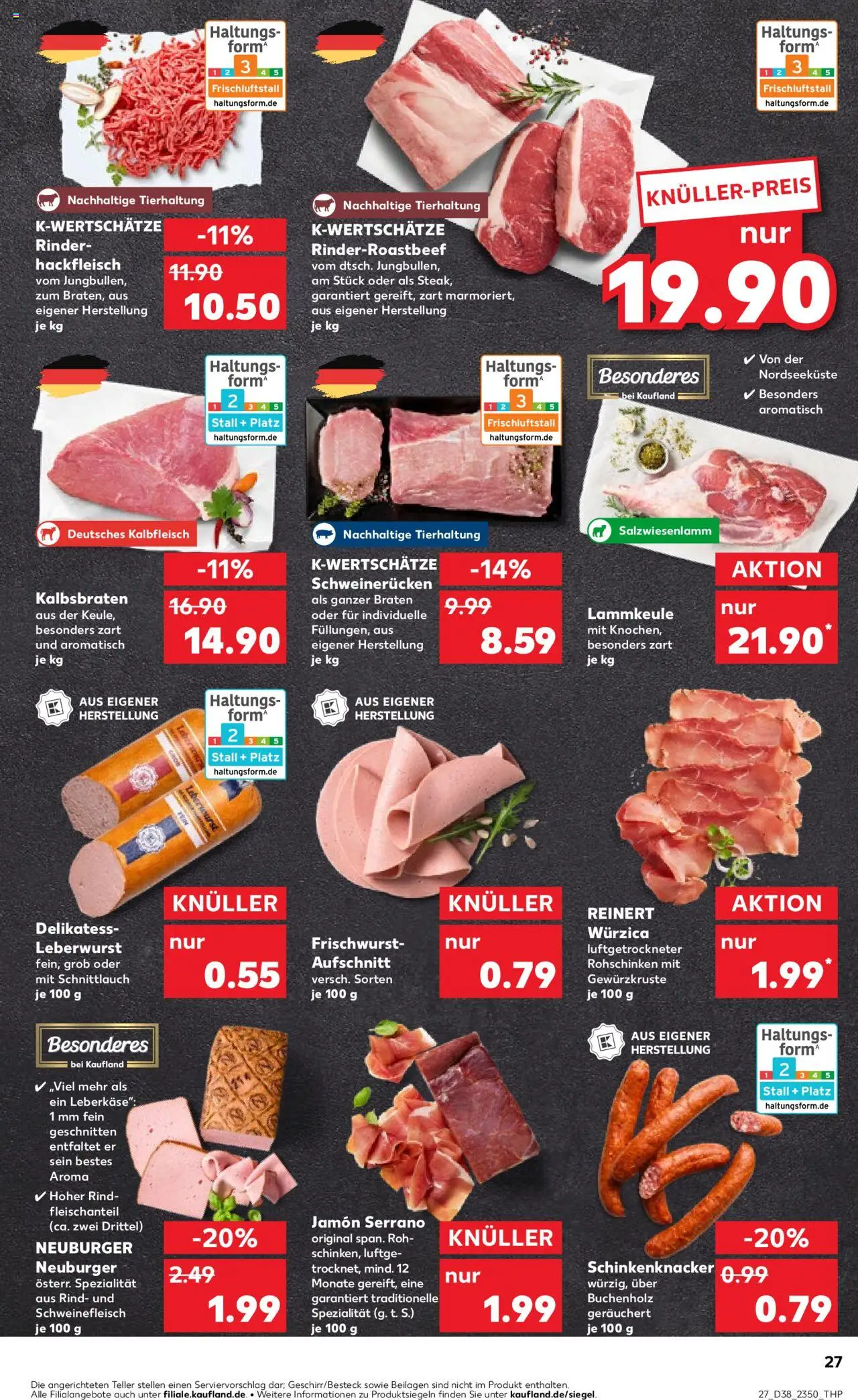 Kaufland prospekt Völklingen	 – gültig ab 21.09.2025 | Seite: 27 | Produkte: Lammkeule, Schweinerucken, Hackfleisch, Leberkase