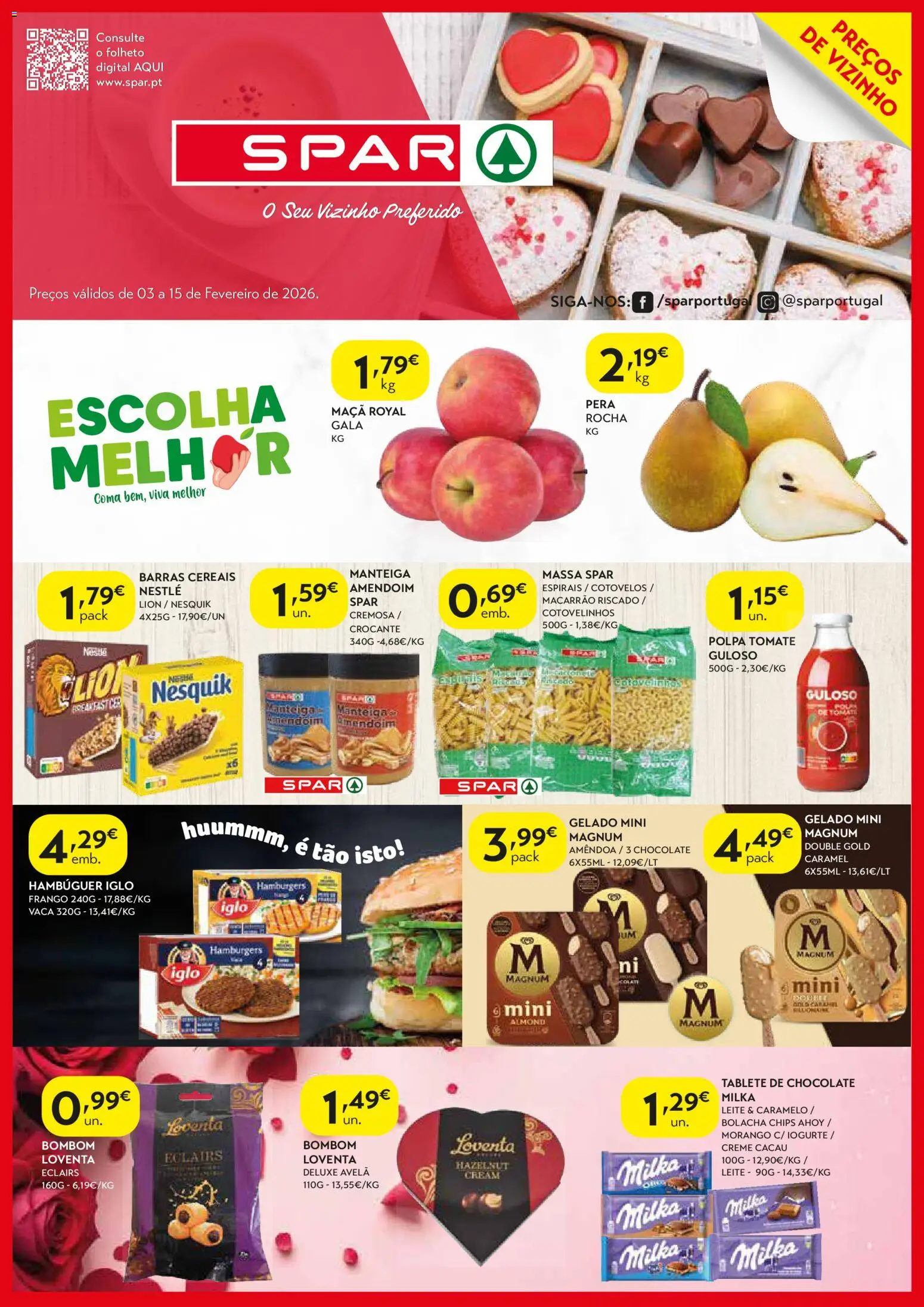 Spar - folheto │ válido de 03.02.2026 | Página: 1 | Produtos: Leite, Maça, Chocolate, Magnum amendoa