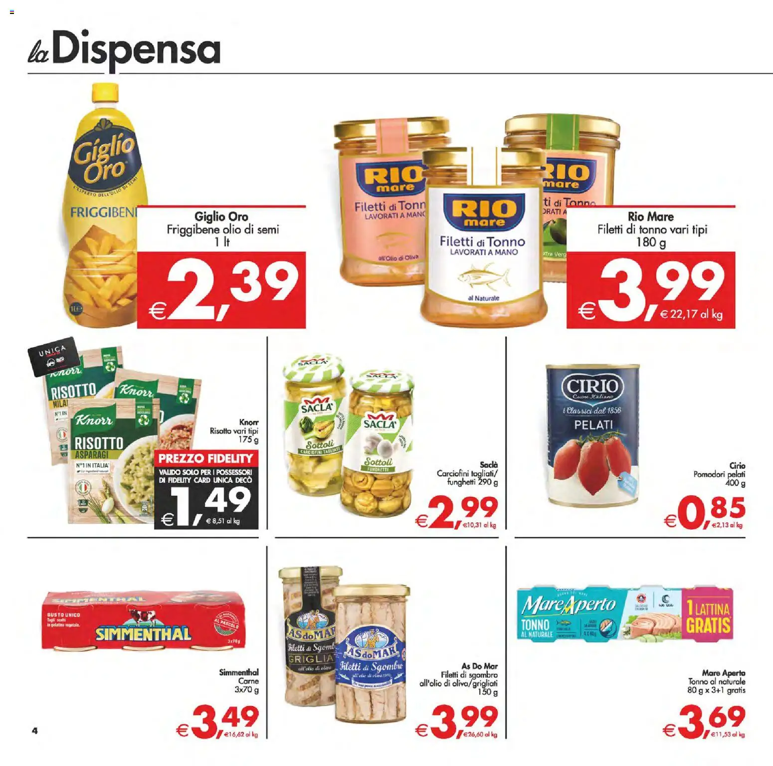 Volantino Decò del 06.03.2026 | Pagina: 4 | Prodotti: Pomodori, Tonno, Tonno al naturale, Sgombro