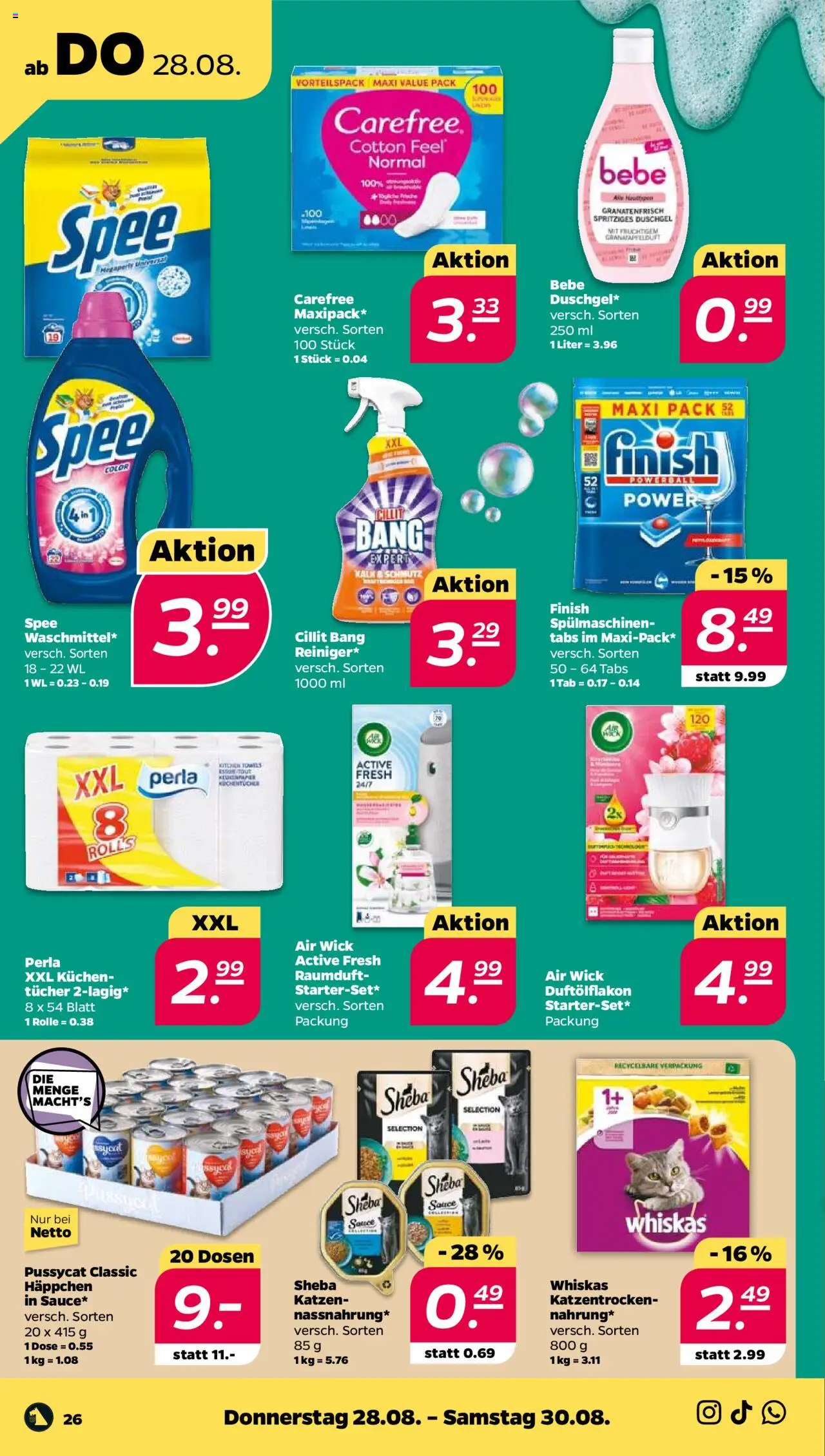 Netto Prospekt 	 - gültig ab dem 25.08.2025 | Seite: 26 | Produkte: Sheba, Finish, Spee, Kuchen