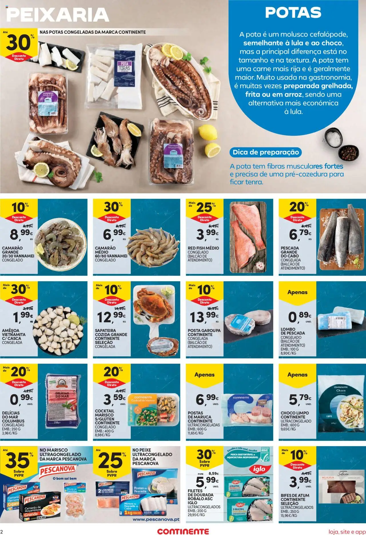 Continente Semanal Continente Bom Dia │ válido de 19.08.2025 | Página: 2 | Produtos: Camarão, Sapateira, Peixe, Carne