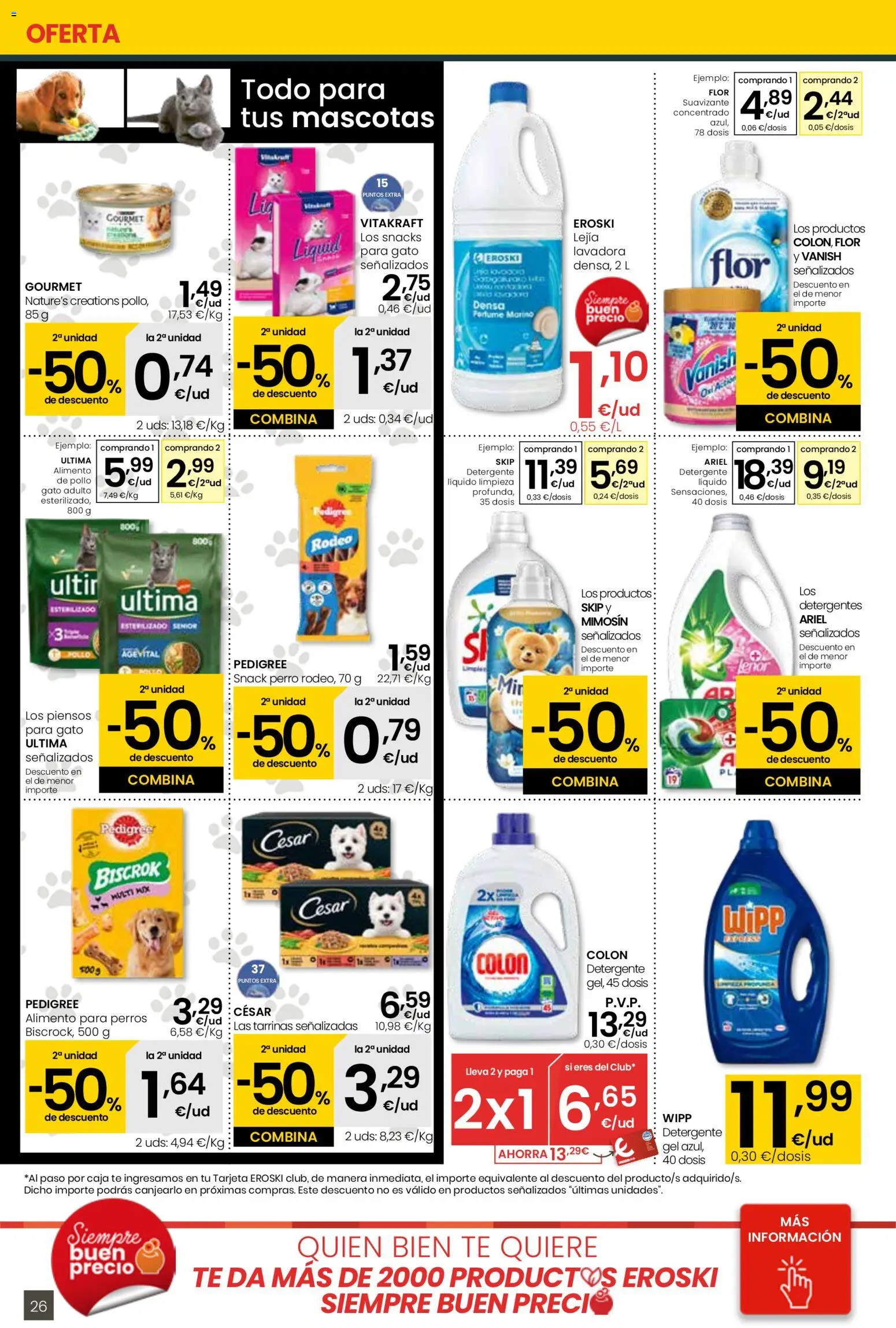 Eroski - Siempre a buen precio Center │ válido desde el 12.02.2026 | Página: 26 | Productos: Detergente, Té, Suavizante, Lavadora