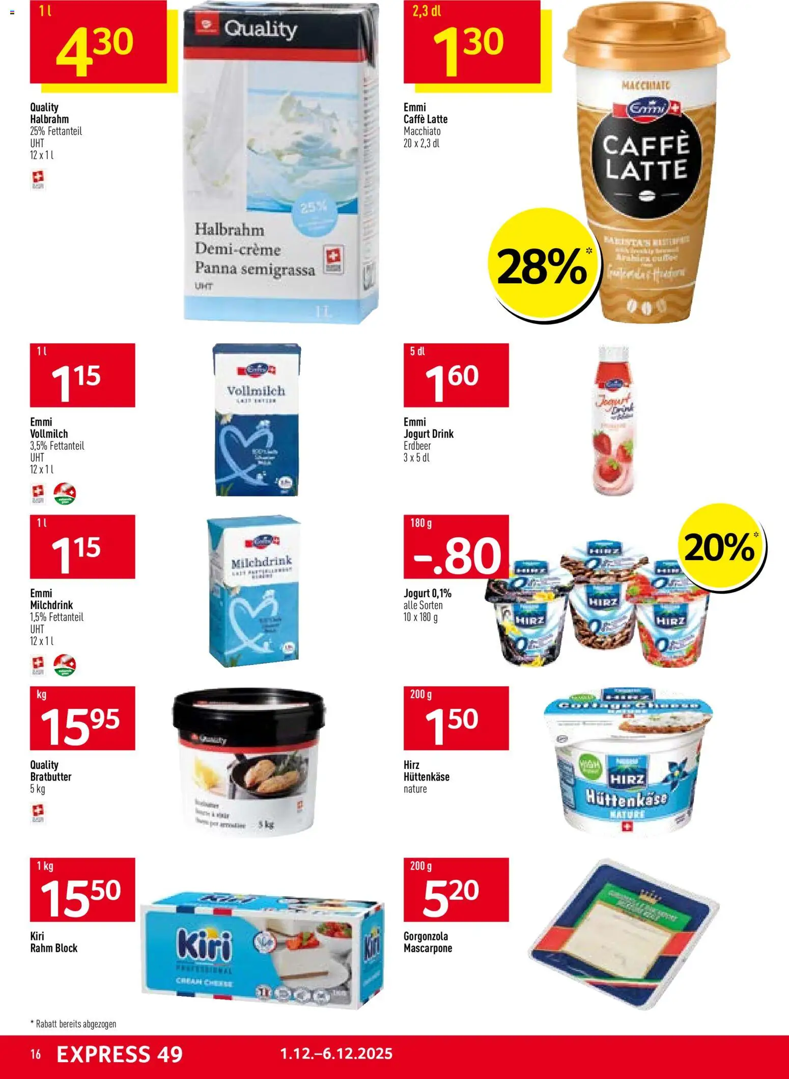 Prodega Aktionen – gültig ab 01.12.2025 | Seite: 16 | Produkte: Mascarpone, Hüttenkäse