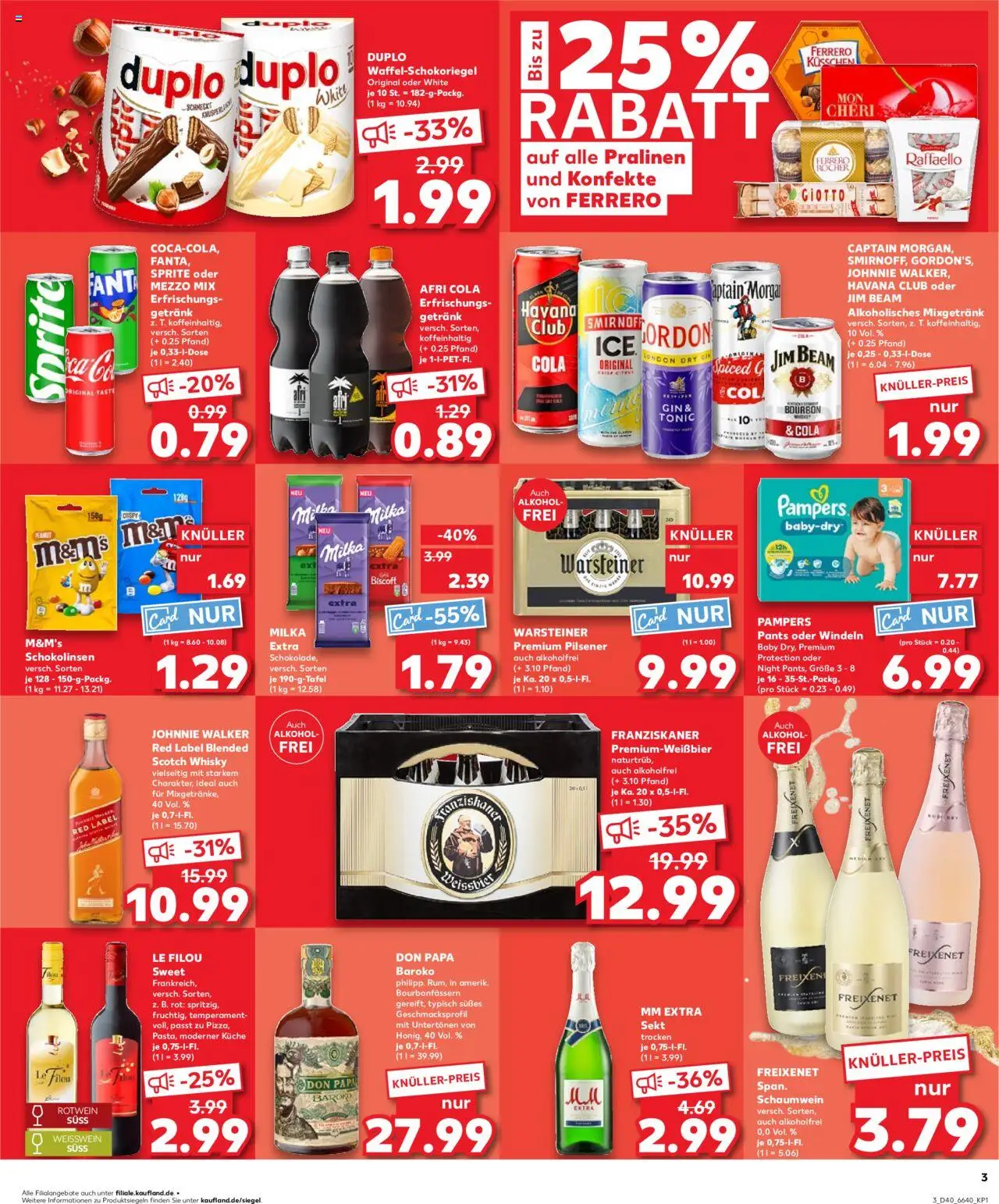 Kaufland Prospekt 	 – gültig ab 02.10.2025 | Seite: 3 | Produkte: Raffaello, Jim beam, Weißwein, Küche