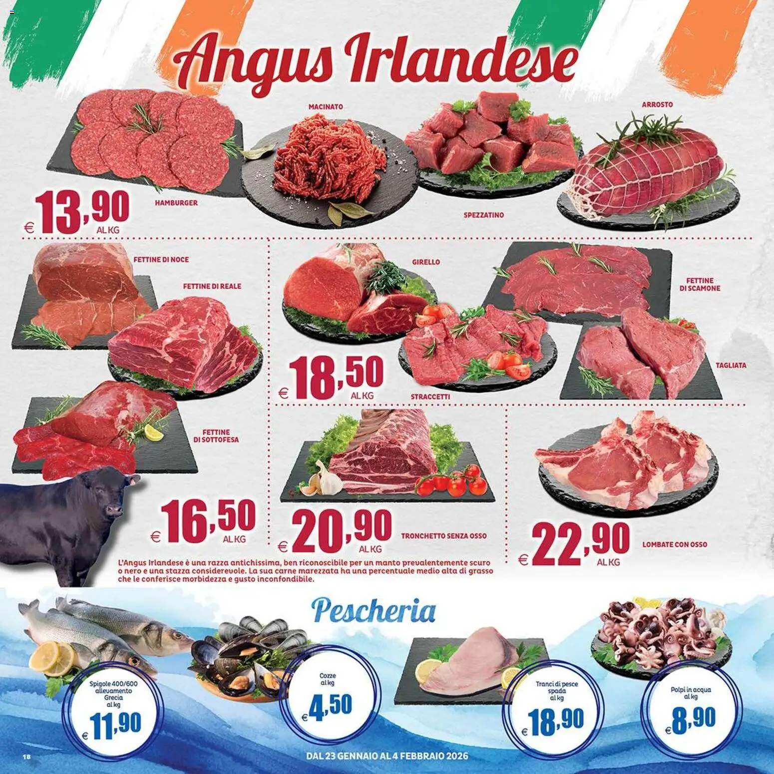 Volantino Elite Supermercati del 23.01.2026 | Pagina: 18 | Prodotti: Pesce, Cozze, Acqua, Macinato