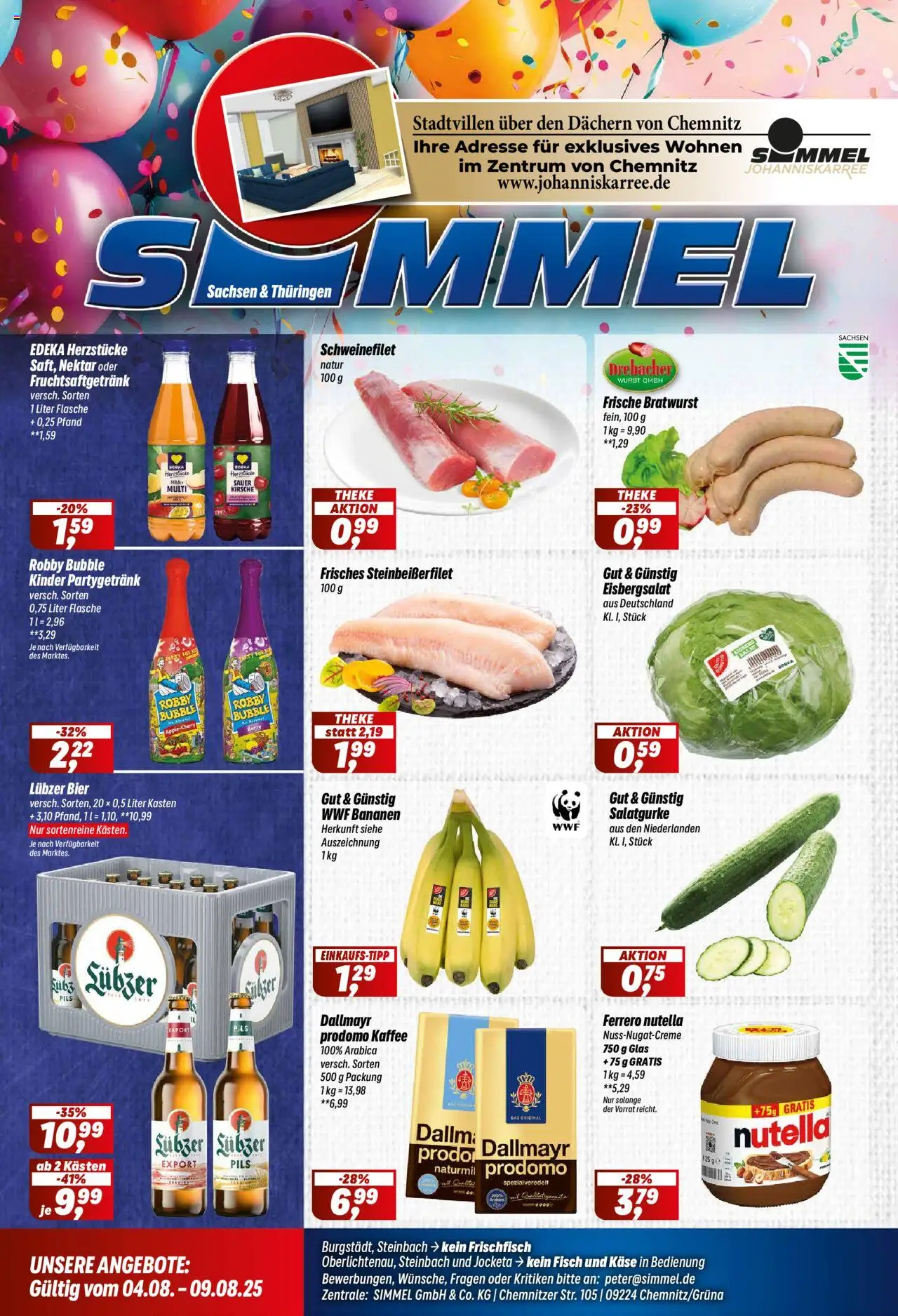 Simmel Prospekt 	 - gültig ab dem 04.08.2025 | Seite: 1 | Produkte: Bier, Pils, Fisch, Lubzer