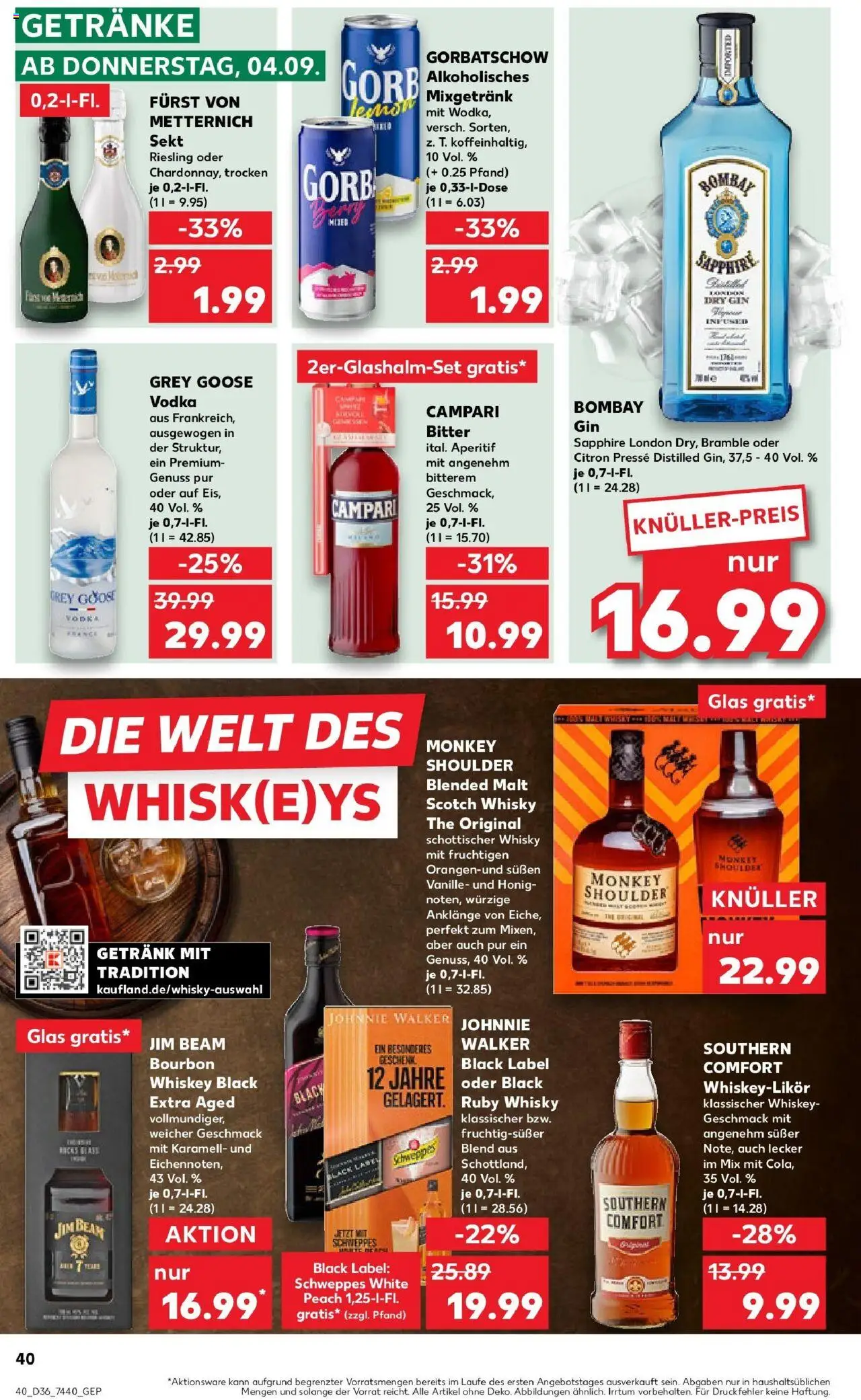 Kaufland prospekt Biedenkopf	 – gültig ab 07.09.2025 | Seite: 40 | Produkte: Whisky, Furst von metternich, Sekt, Campari