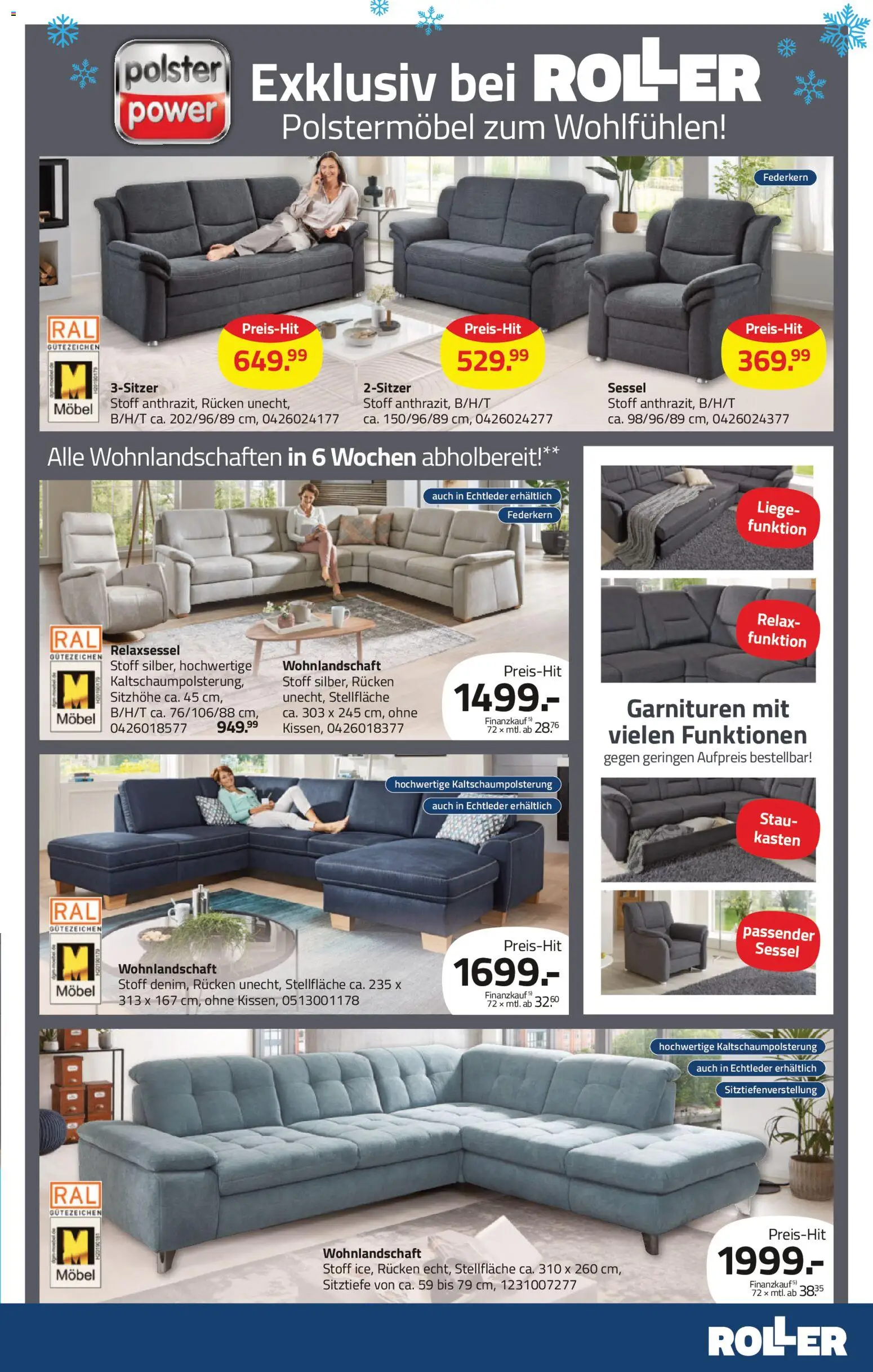 Roller Prospekt 	 – gültig ab 11.01.2026 | Seite: 9 | Produkte: Wohnlandschaft, Relaxsessel, Sessel, Liege