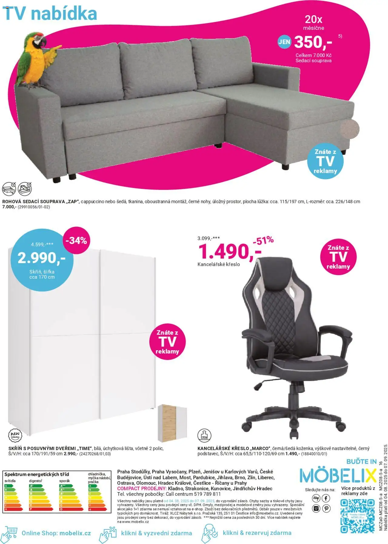 Möbelix leták od 04.08.2025 | Strana: 16 | Produkty: Sedací souprava, Sporák, Digestoř, Nábytek