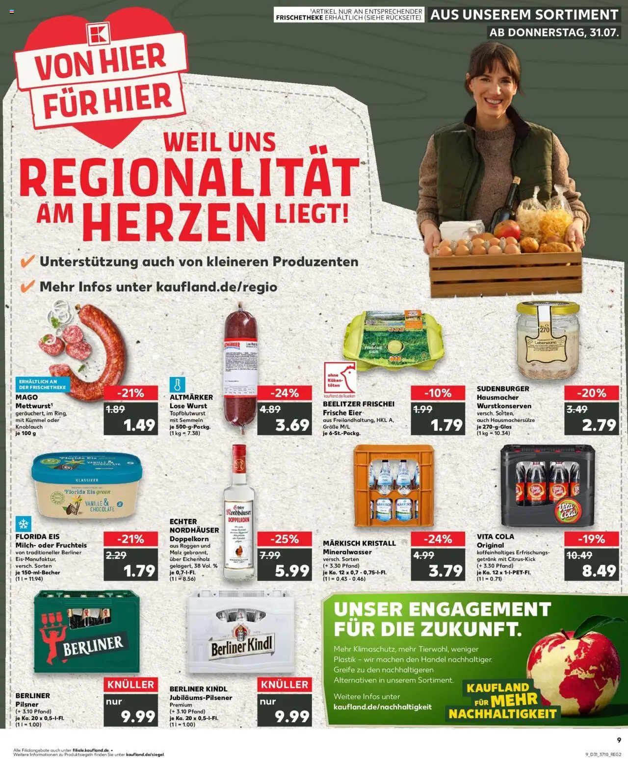 Kaufland prospekt Rathenow	 - gültig ab dem 03.08.2025 | Seite: 20 | Produkte: Eier, Knoblauch, Vita cola, Berliner pilsner