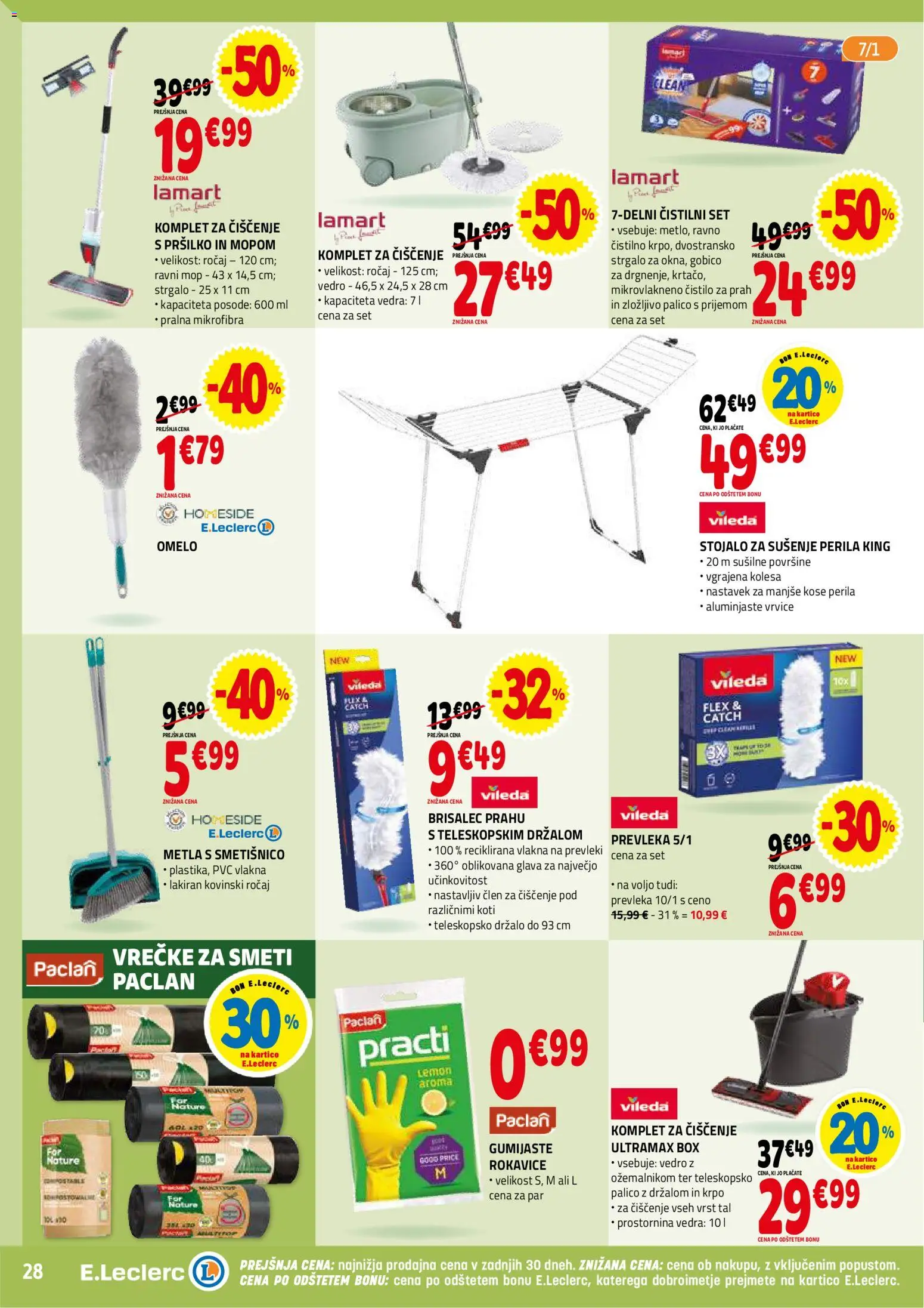 Novi E.leclerc katalog ponudbe – veljaven od 14.01.2026 | Stran: 28 | Izdelki: Prevleka, Vedro, Rokavice