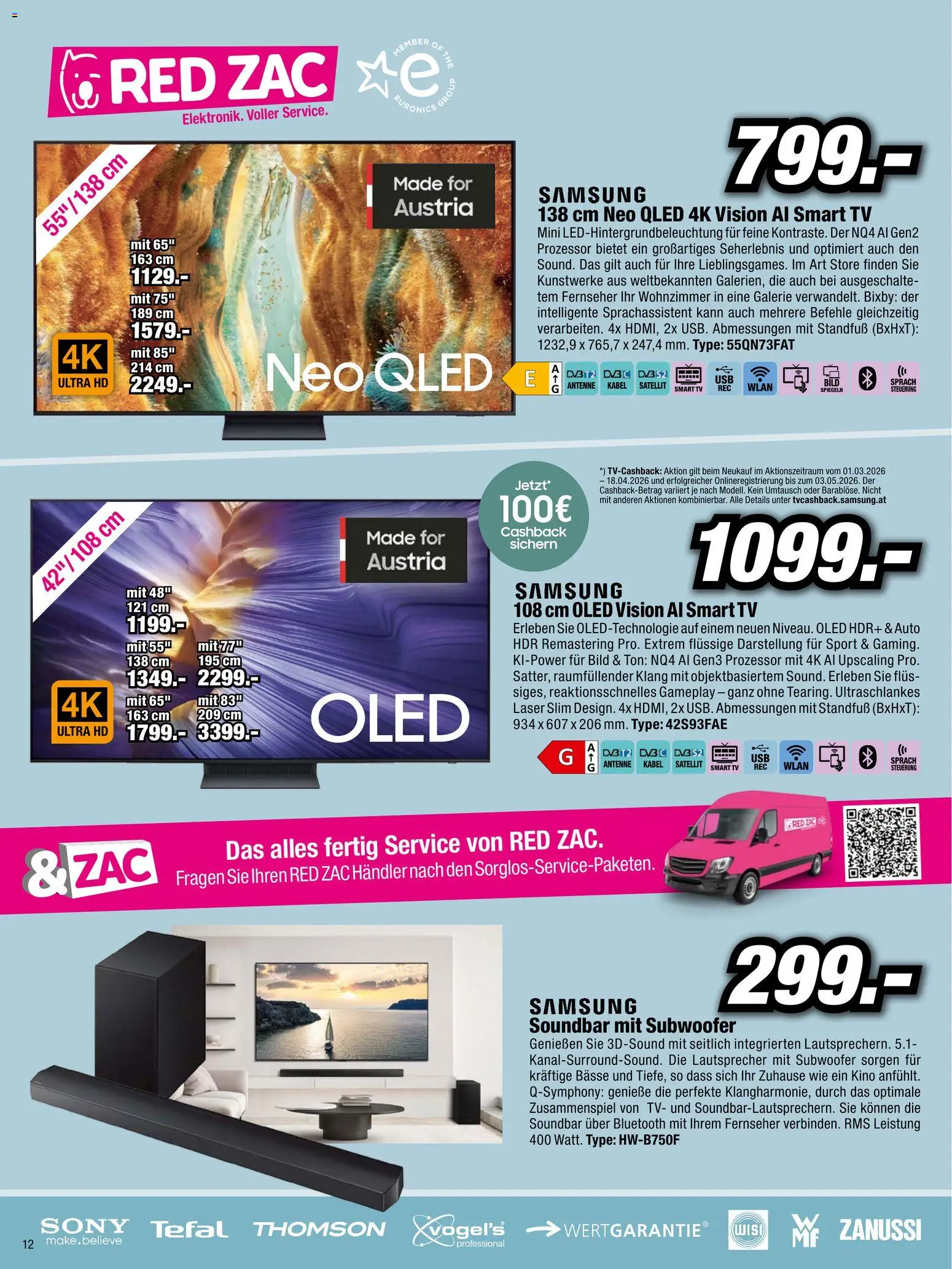 RED ZAC Flugblatt gültig ab 03.04.2026 | Seite: 12 | Produkte: TV, Fernseher, Kabel, Samsung