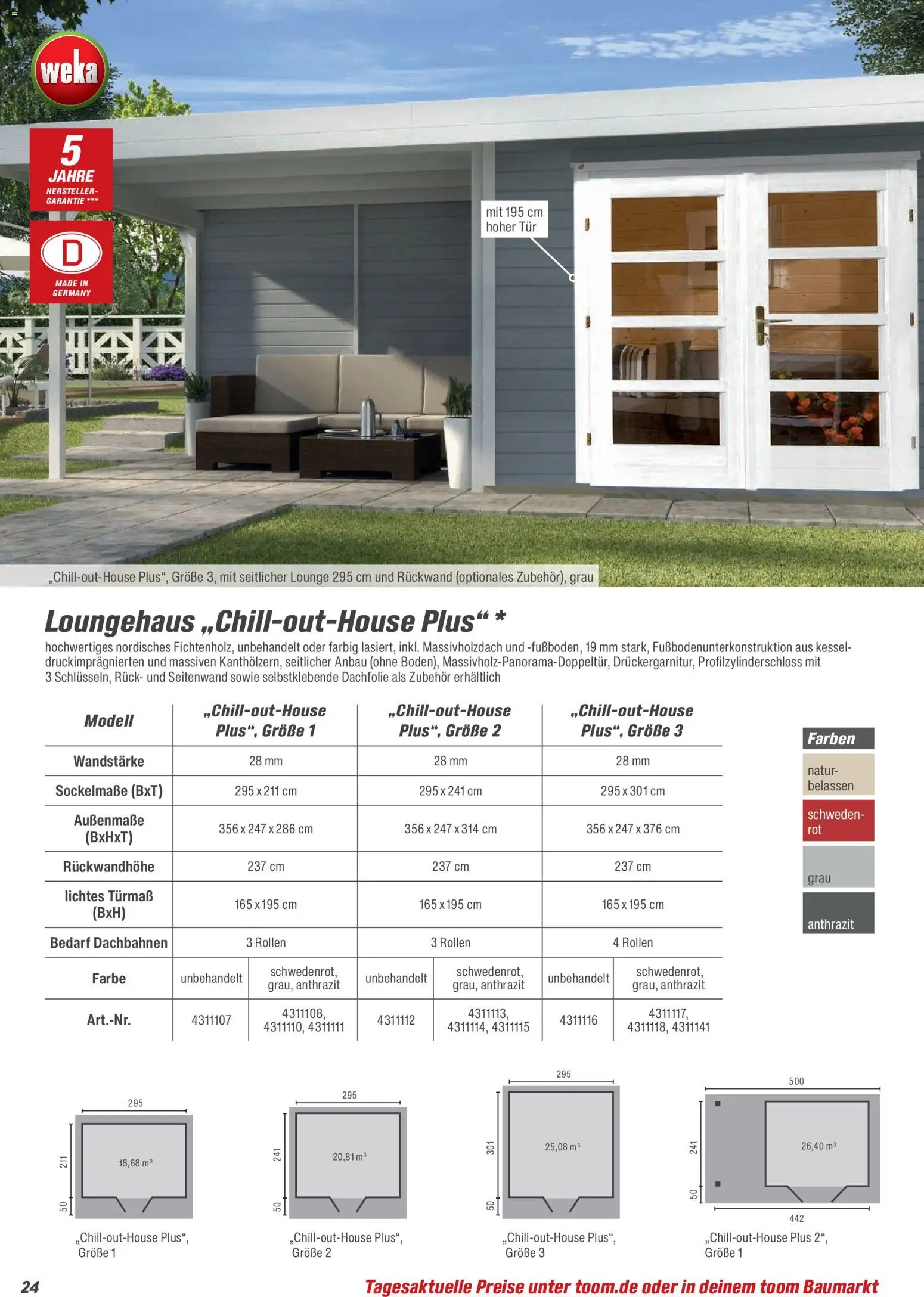 Toom Baumarkt Gartenhäuser & Carports 2026 – gültig ab 20.02.2026 | Seite: 24 | Produkte: Tür