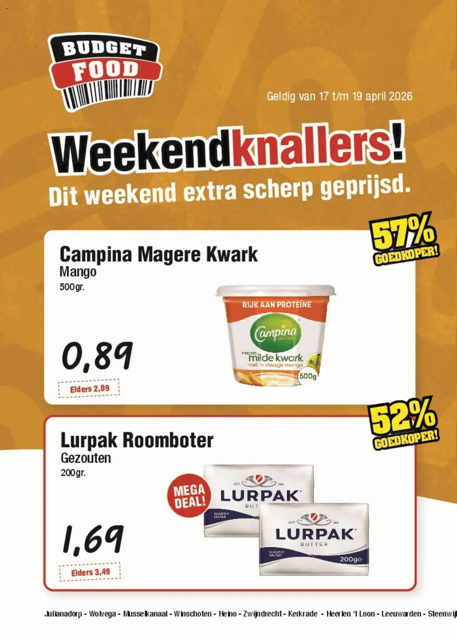 {H1} | Pagina: 1 | Producten: Kwark, Roomboter, Mango