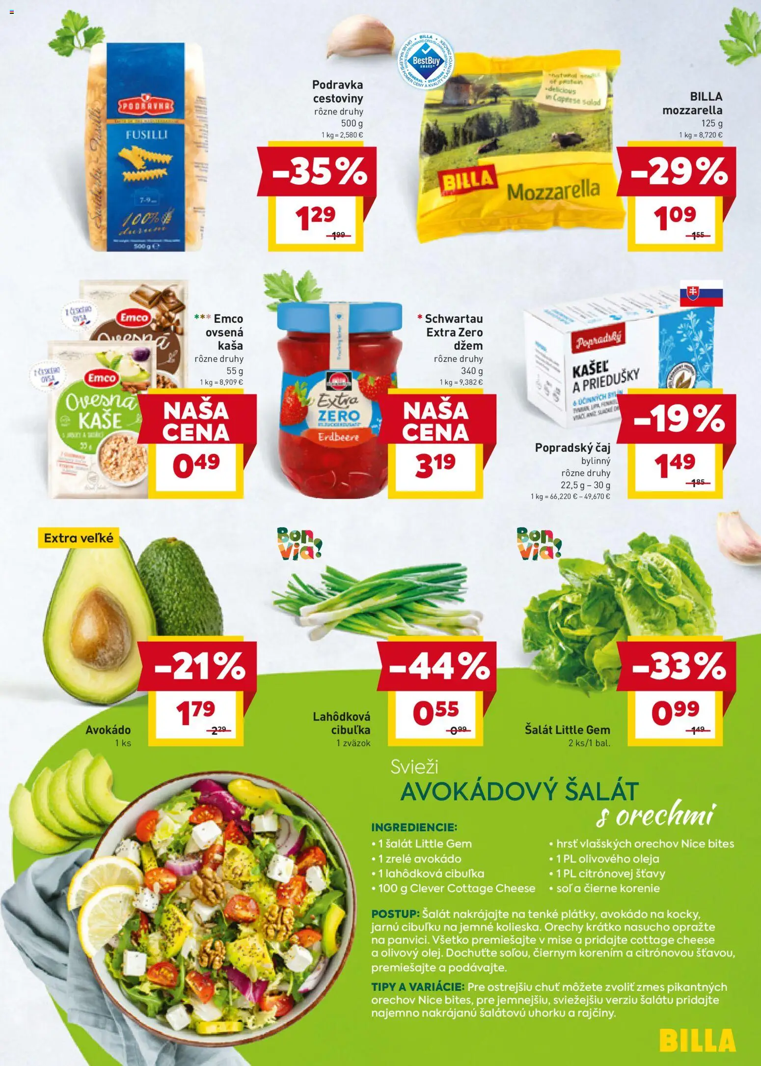 Nové Billa akcie – leták je platný od 21.01.2026 | Strana: 17 | Produkty: Fusilli, Čierne korenie, Orechy, Avokádo