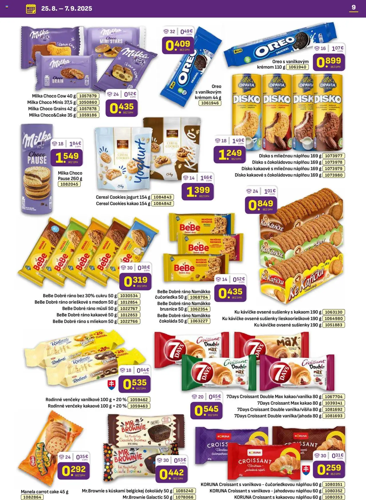 Libex leták │ platný od 25.08.2025 | Strana: 9 | Produkty: Jogurt, Croissant, Milka, Kakao