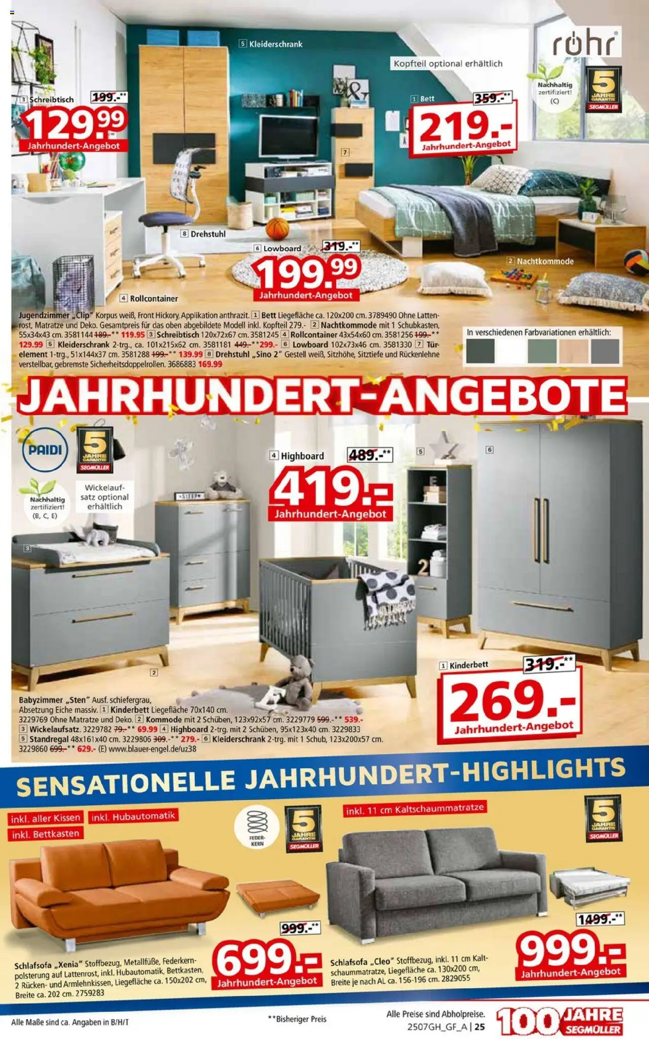 Segmüller Highlight - gültig ab dem 19.07.2025 | Seite: 41 | Produkte: Matratze, Kleiderschrank, Kommode, Rollcontainer