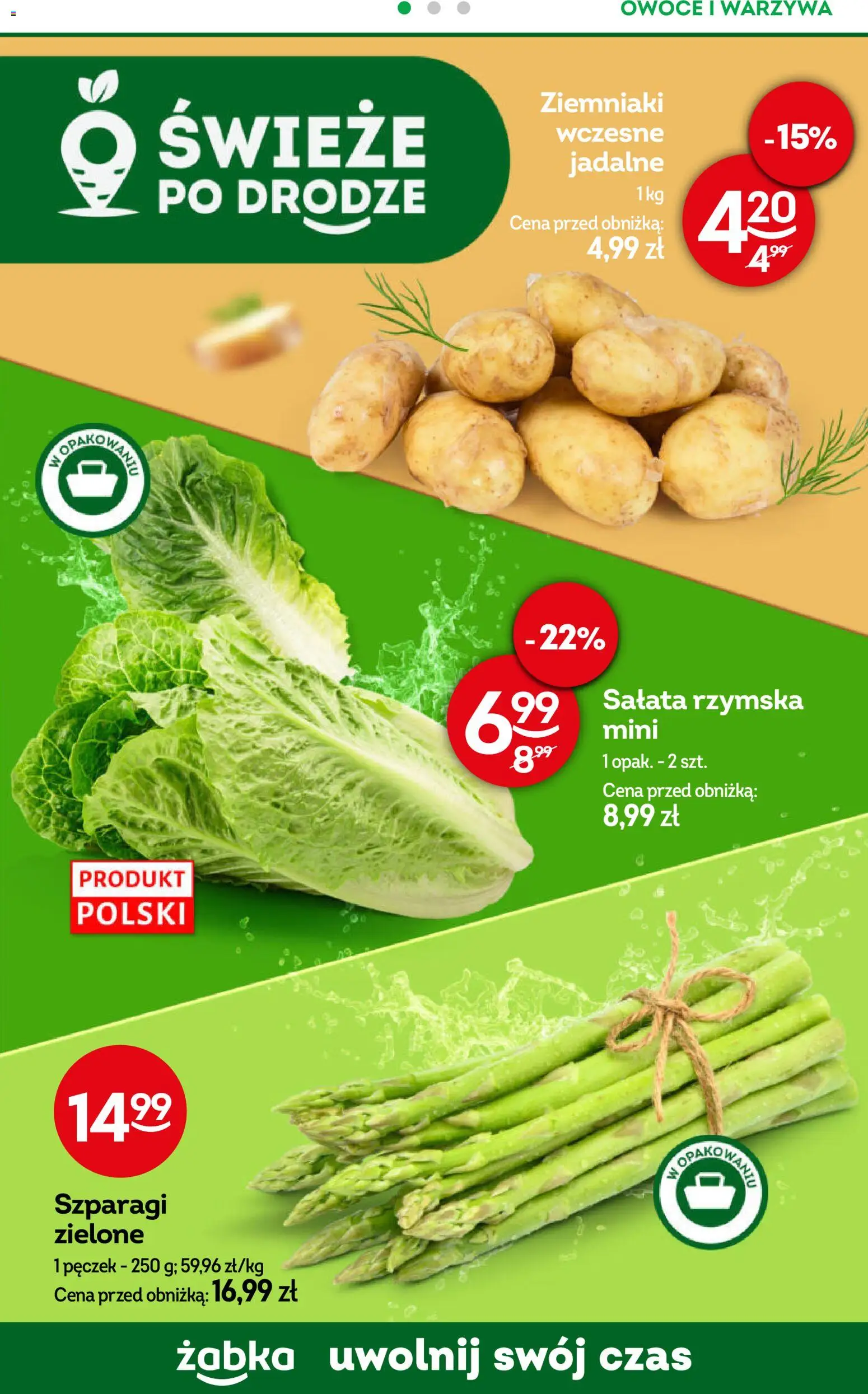 Żabka gazetka - Codzienne produkty od 22.04.2026 | Strona: 9 | Produkty: Szparagi, Ziemniaki, Warzywa, Owoce