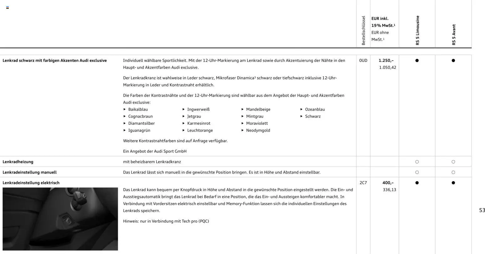 Audi RS 5 Limousine / RS 5 Avant – gültig ab 01.04.2026 | Seite: 53