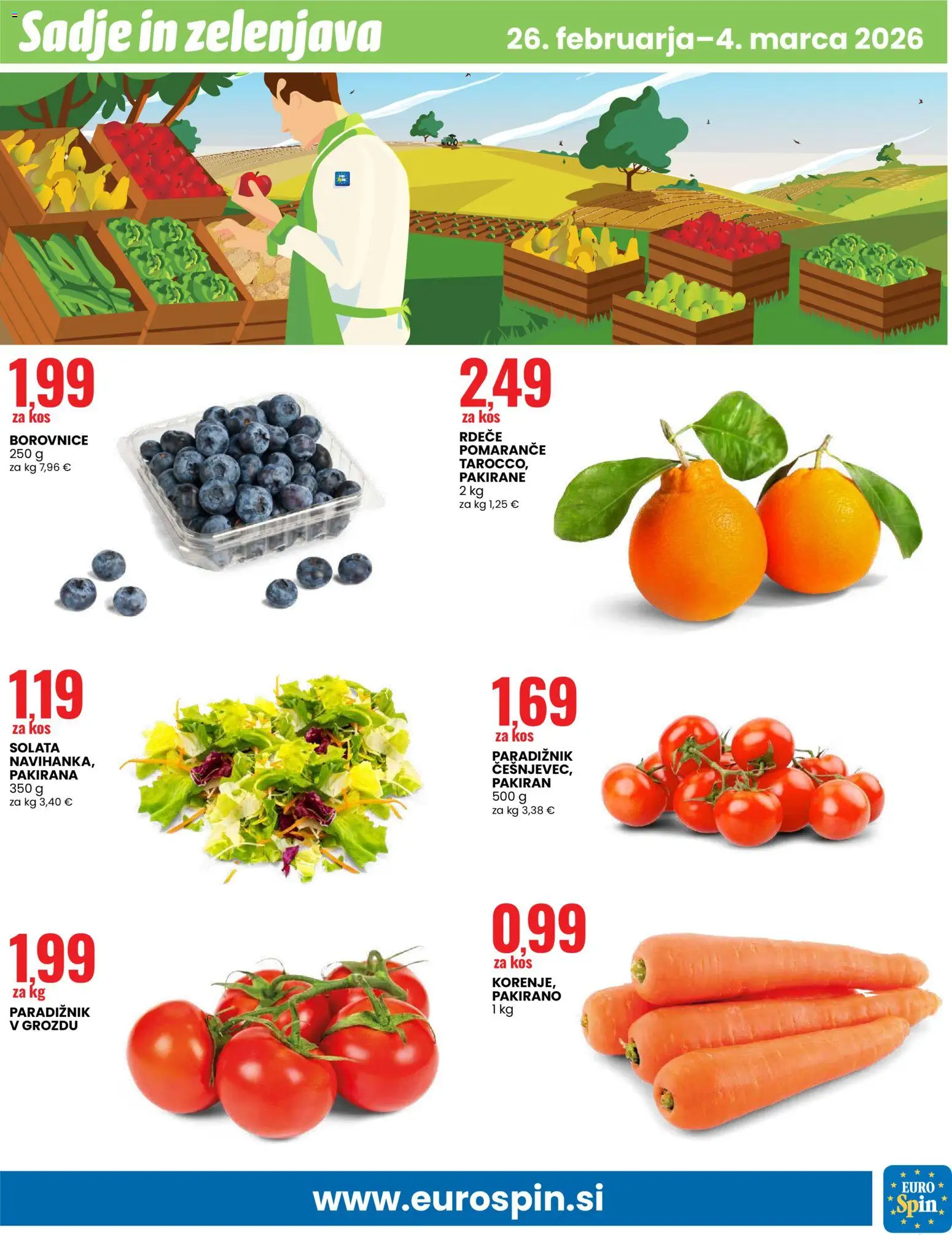 Novi Eurospin katalog ponudbe – veljaven od 26.02.2026 | Stran: 3 | Izdelki: Kos, Pomarance, Paradiznik, Zelenjava