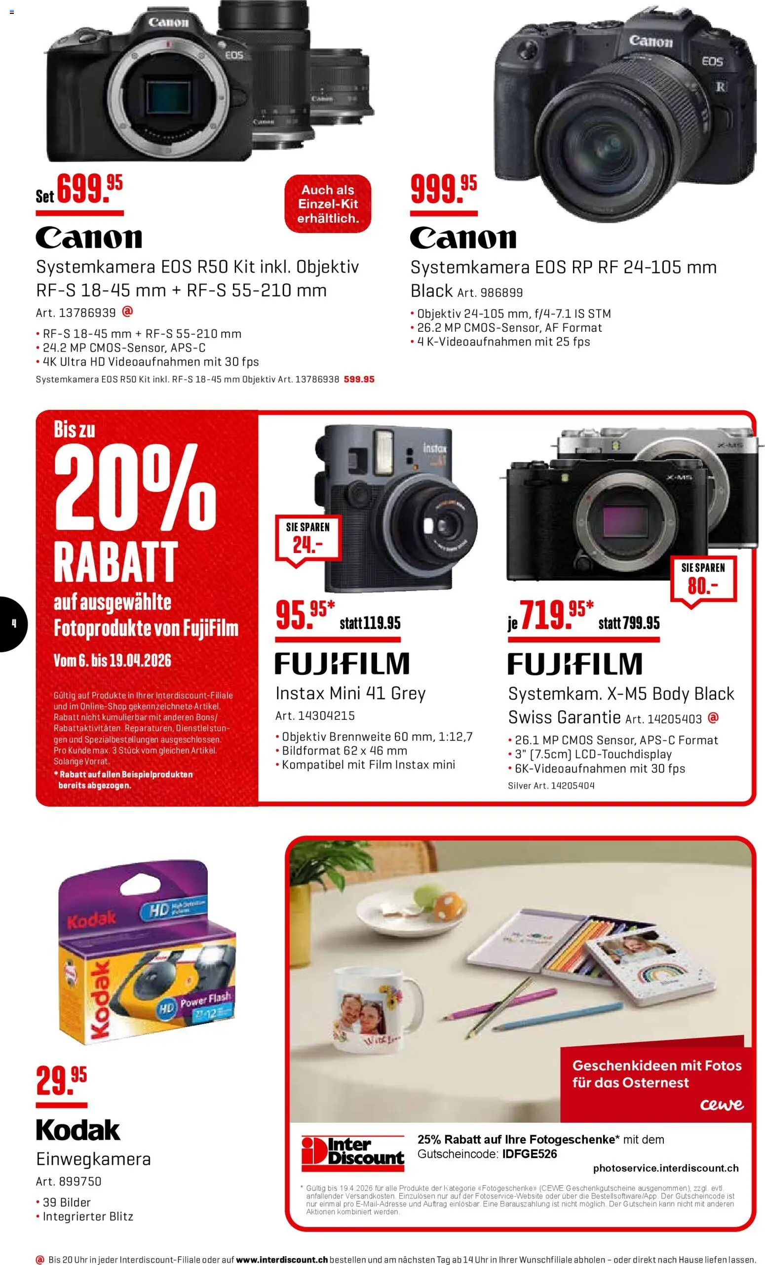 Interdiscount aktionen – gültig ab 06.04.2026 | Seite: 4 | Produkte: Bilder, Systemkamera, Objektiv