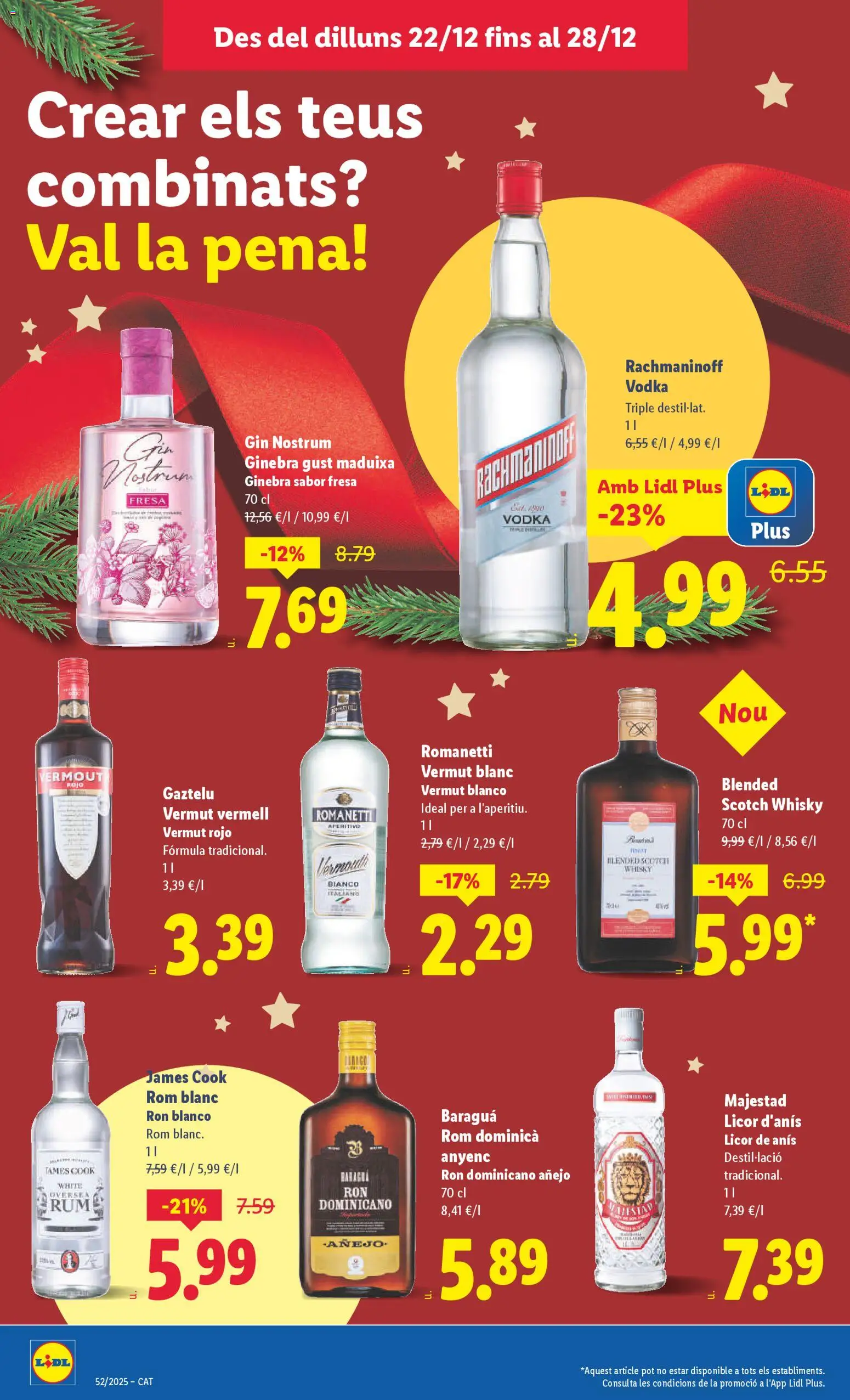 Lidl folleto │ válido desde el 22.12.2025 | Página: 28 | Productos: Ron, Ginebra, Vodka, Μανέστρα