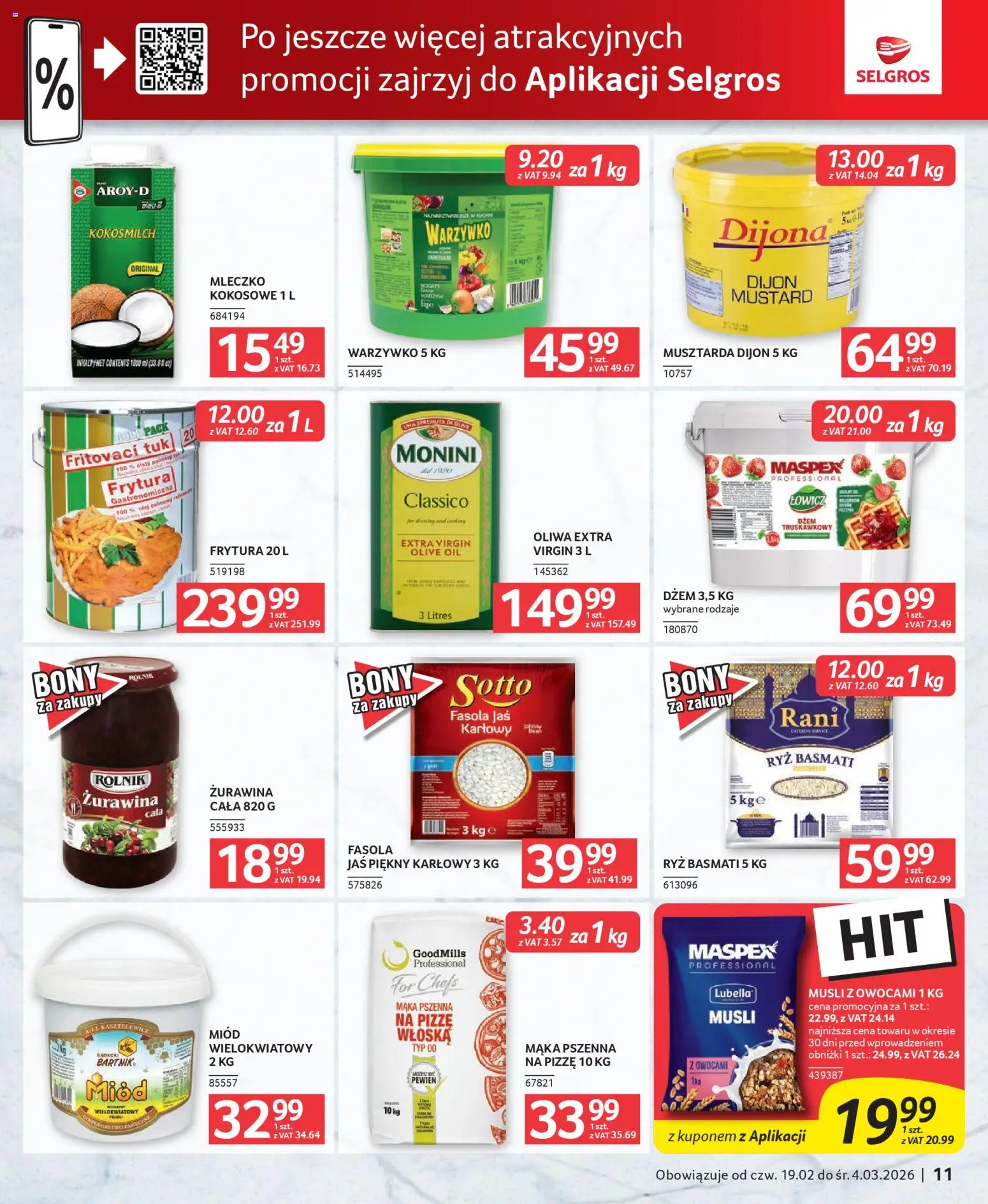 Selgros cash&carry Gazetka - Oferta dla gastronomii od 19.02.2026 | Strona: 11 | Produkty: Miód, Żurawina, Dżem, Olej