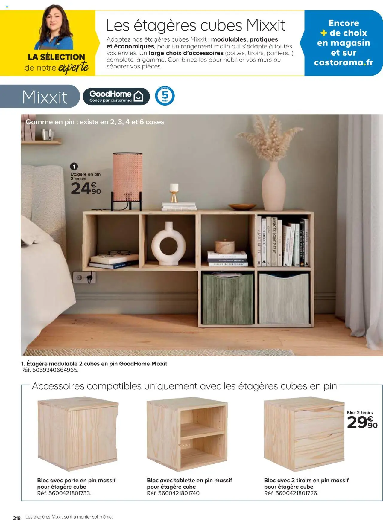 {H1} | Page: 218 | Produits: Tablette, Porte, Étagère, Tiroirs