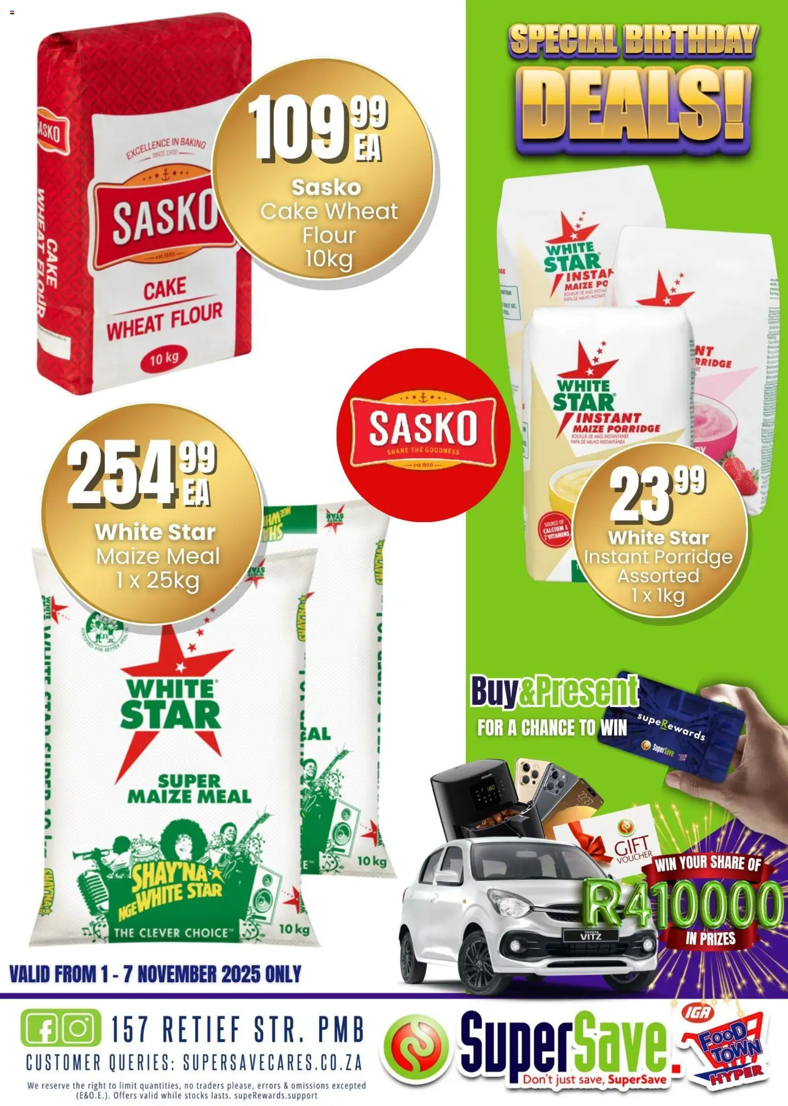 New Super Save catalogue – valid from 31.10.2025 | Page: 107 | Products: Cake, Flour, Maize meal, Vitamins