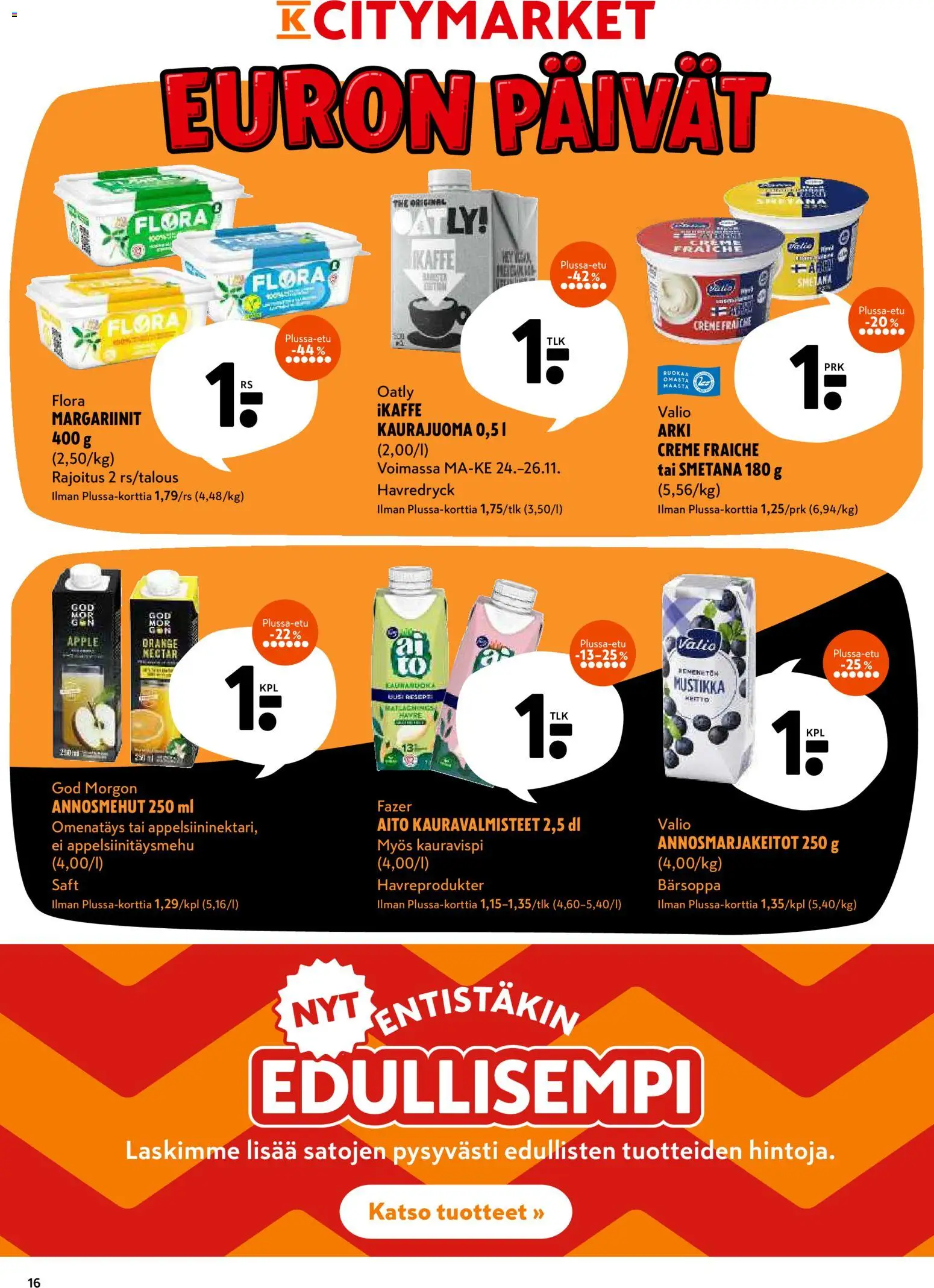 K-Citymarket - Black Friday – voimassa 24.11.2025 alkaen | Sivu: 16 | Tuotteet: Kaurajuoma, Smetana