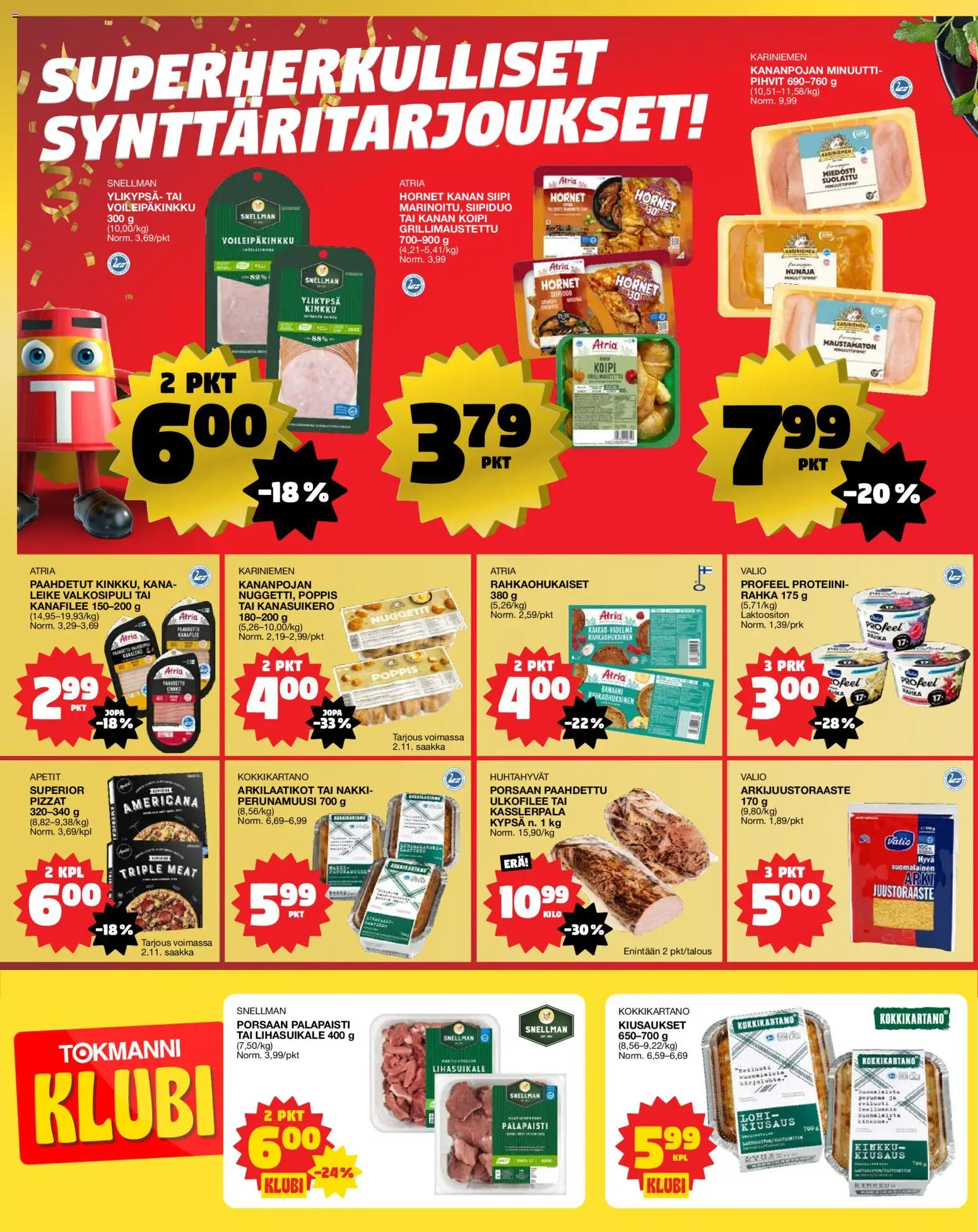 Tokmanni Ruokatarjoukset – voimassa 23.10.2025 alkaen | Sivu: 2 | Tuotteet: Lohi, Valkosipuli, Kanafilee, Hunaja