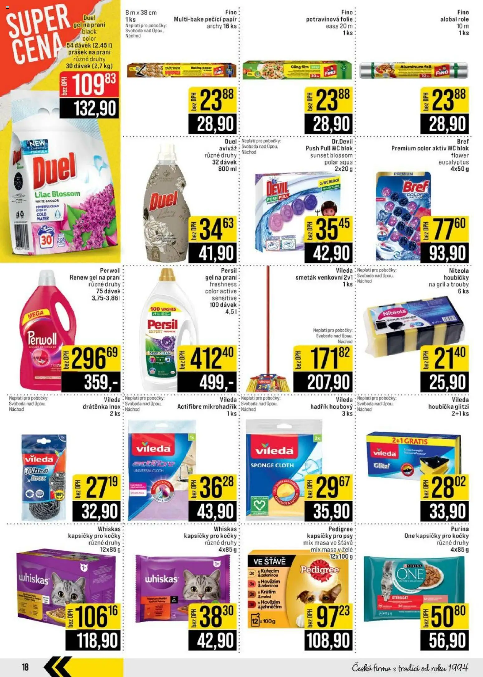 Jip leták - Cash & Carry od 25.03.2026 | Strana: 18 | Produkty: Prášek na praní, Houbička, Pedigree, Potravinová folie