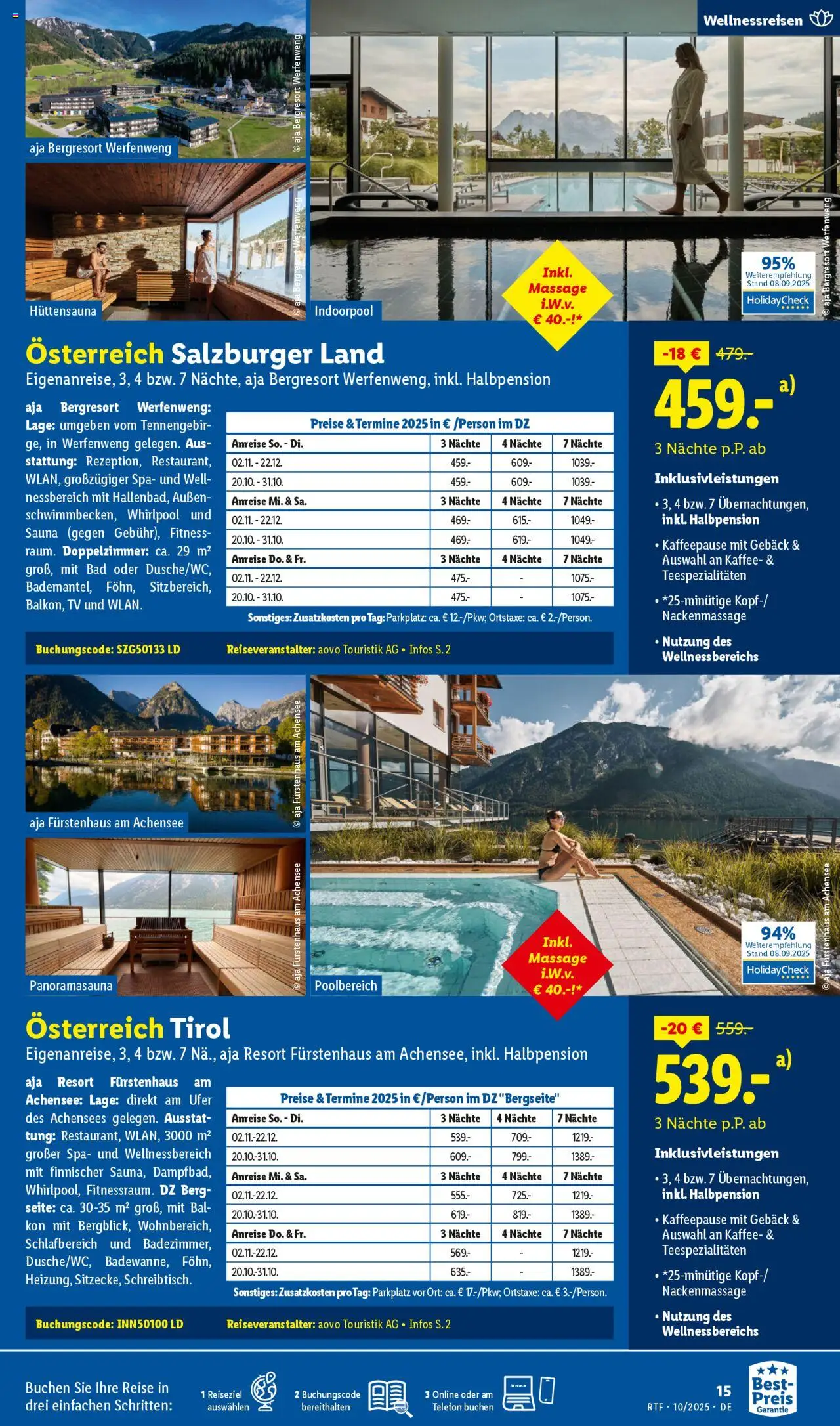 Lidl Reisen Oktober/November Reise-Highlights – gültig ab 13.10.2025 | Seite: 15 | Produkte: Kaffee, Bad, Telefon, TV