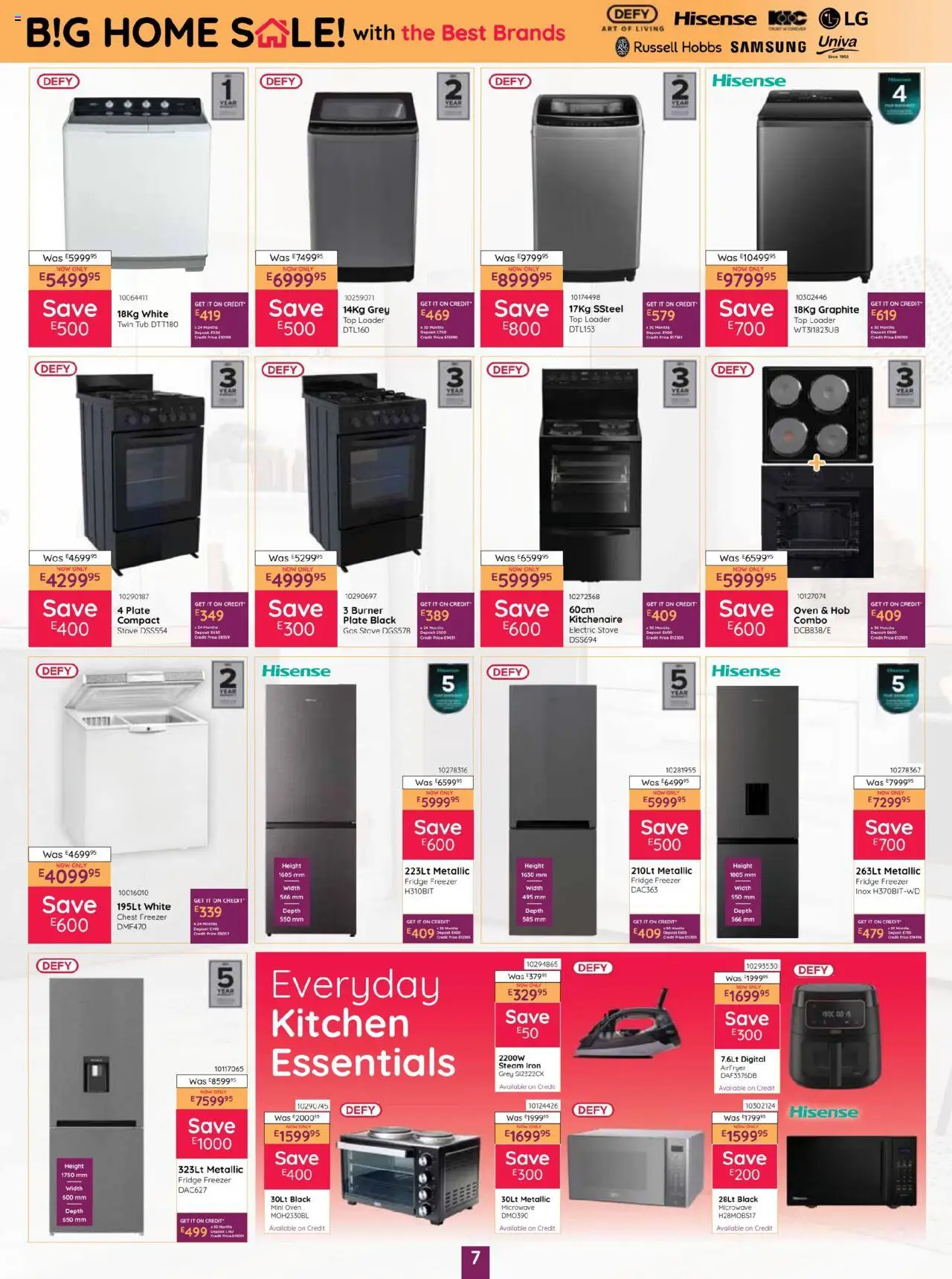 New Bradlows catalogue – valid from 18.09.2025 | Page: 7 | Products: Freezer fridge, Microwave, Gas stove, Chest freezer