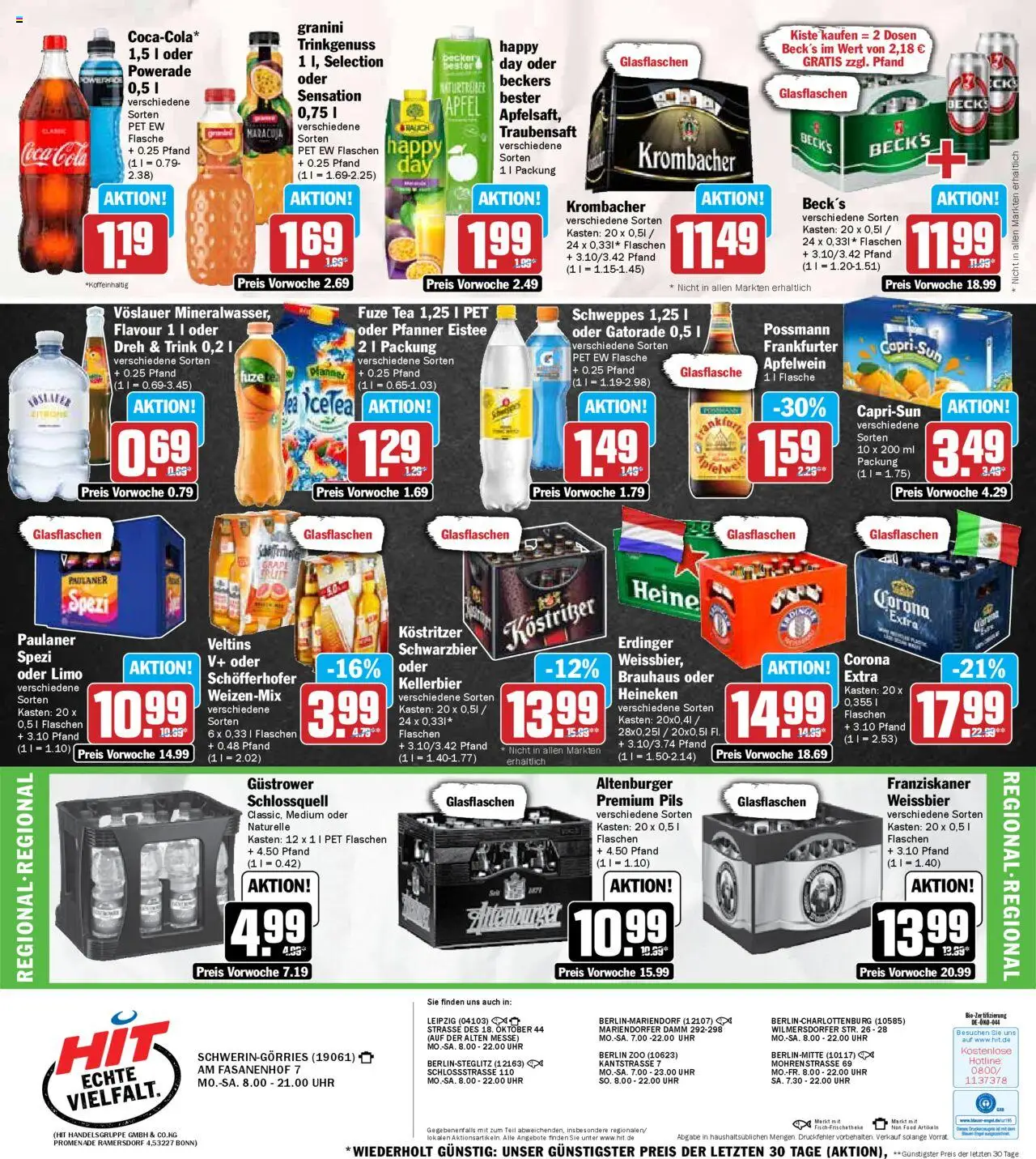 HIT Mecklenburg-Vorpommern - gültig ab dem 21.07.2025 | Seite: 18 | Produkte: Cola, Äpfel, Powerade, Paulaner