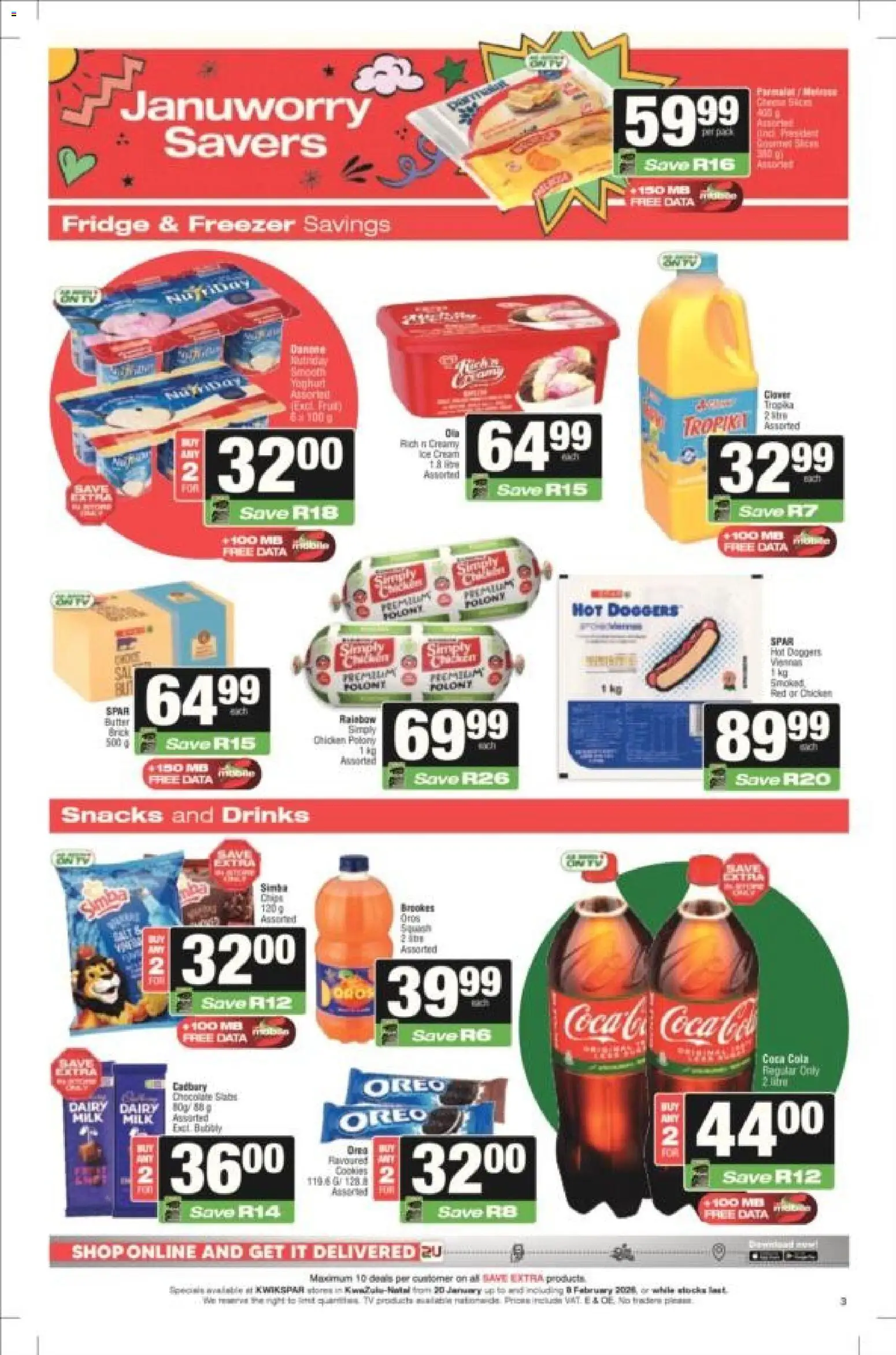 New KWIKSPAR catalogue – valid from 20.01.2026 | Page: 3 | Products: Data, Butter, Polony, Chicken