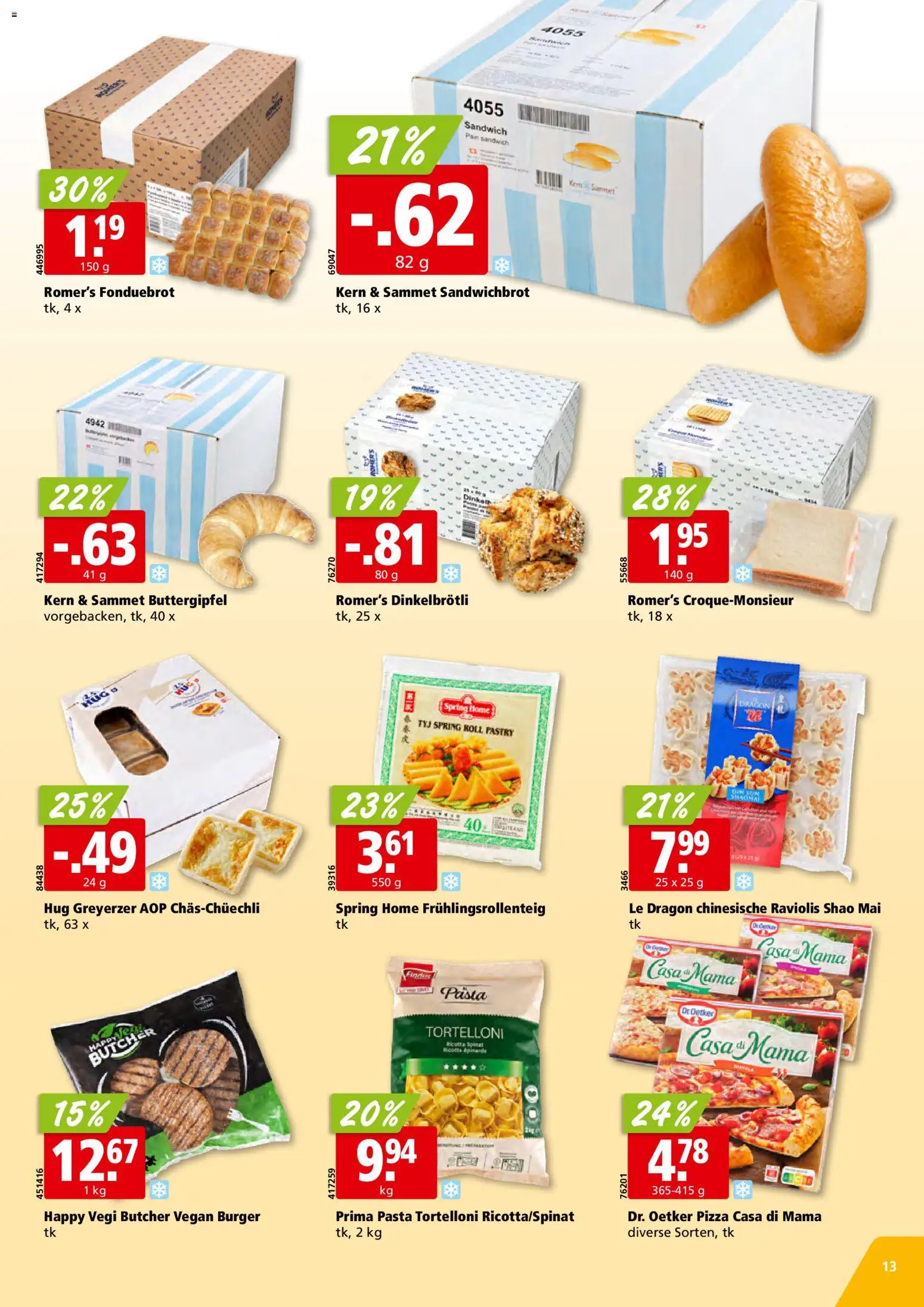 Aligro Aktionen Schlieren, Gossau SG, Frauenfeld, Rapperswil-Jona, Sargans, Bern, Brüttisellen, Pratteln, Emmen, Spreitenbach – gültig ab 17.11.2025 | Seite: 13 | Produkte: Burger, Pizza, Pasta