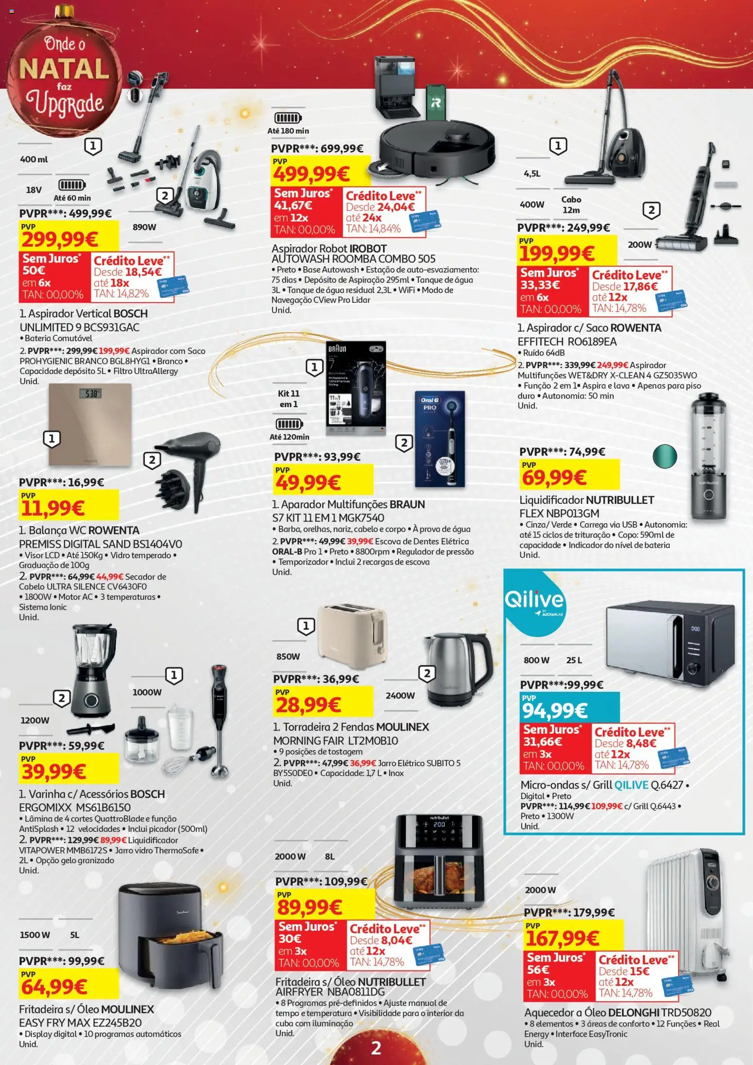 Auchan - Onde o Natal faz upgrade │ válido de 17.12.2025 | Página: 2 | Produtos: Cabo, Aquecedor, Torradeira, Liquidificador