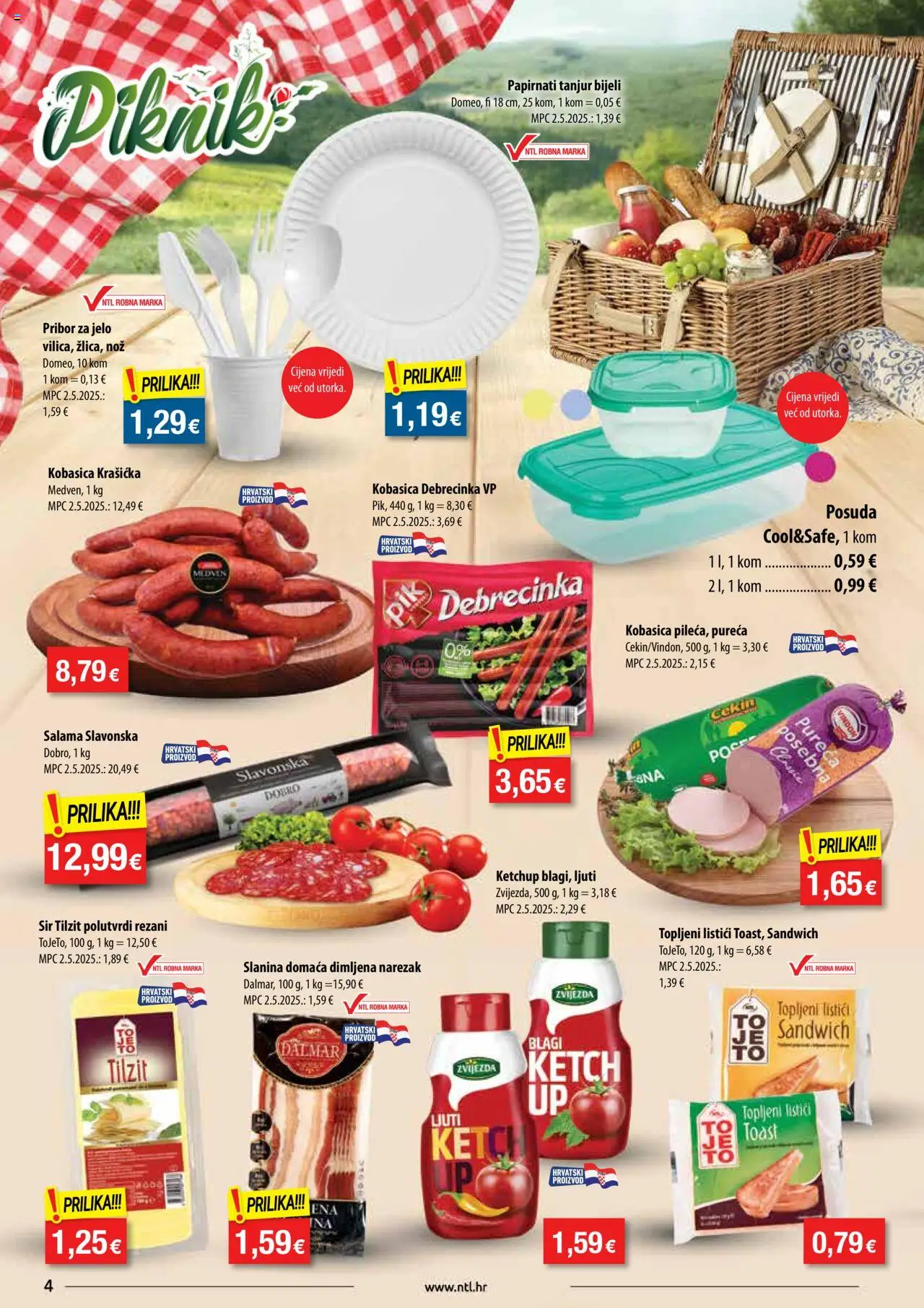 NTL katalog | vrijedi od 13.08.2025 | Stranica: 4 | Proizvodi: Toast, Narezak, Kobasica, Pribor za jelo