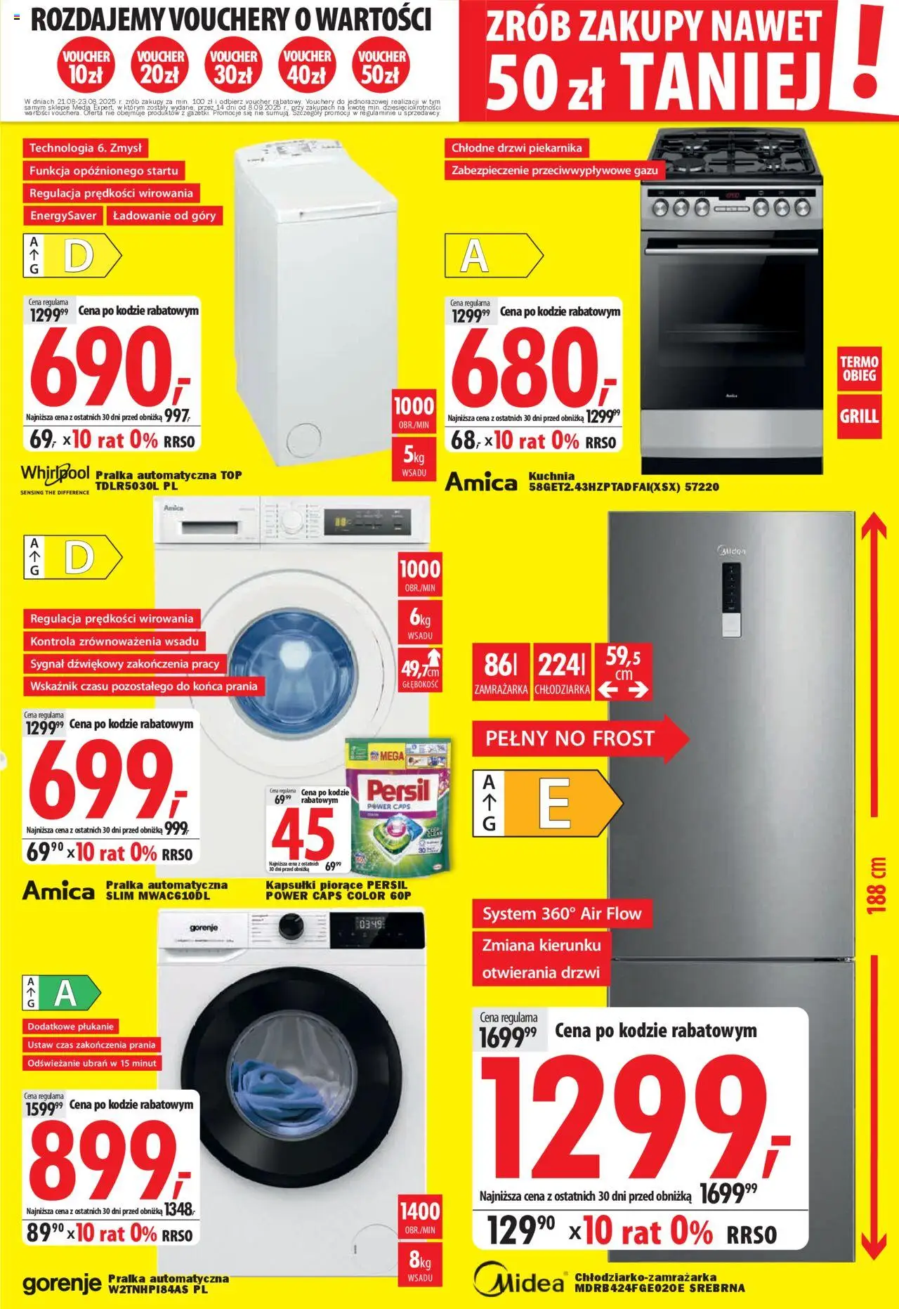 Mediaexpert Gazetka - Wielkie przeceny Włocławek od 21.08.2025 | Strona: 7 | Produkty: Top, Persil, Zamrażarka, Pralka